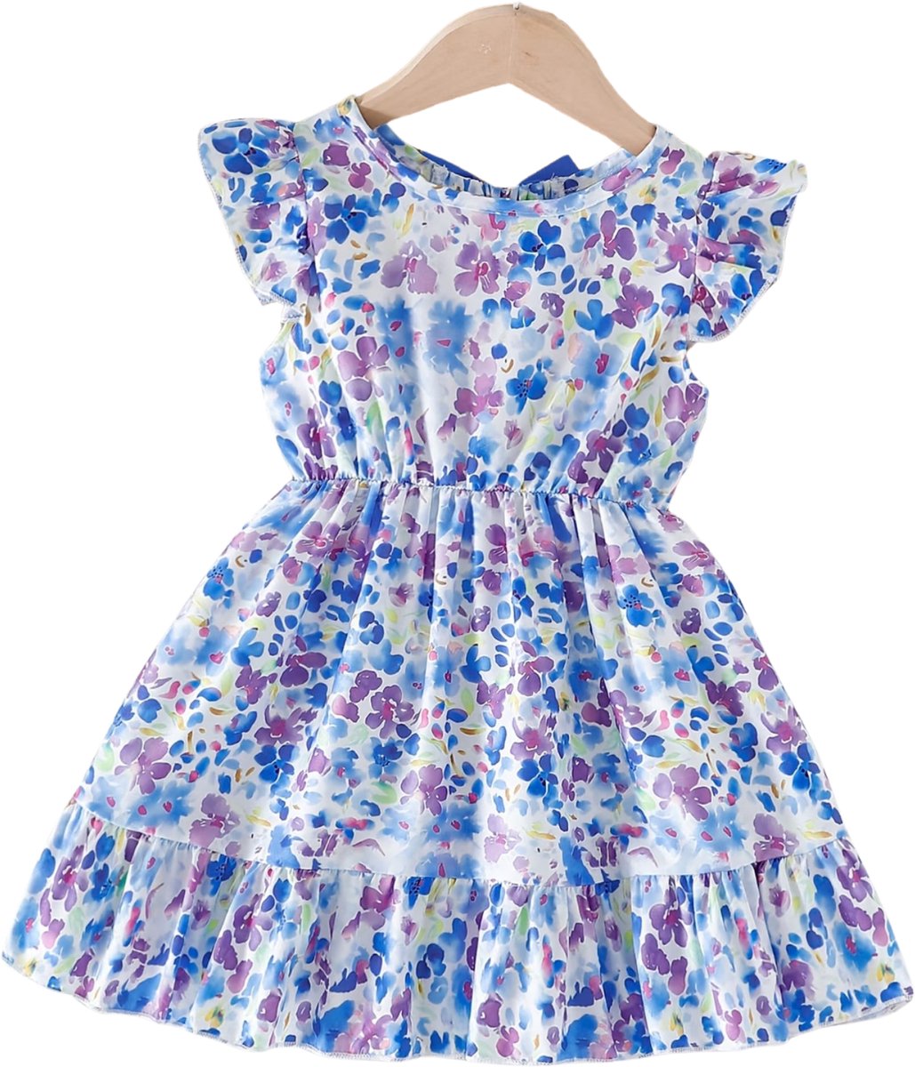 Currero Zomerjurk Meisjes Zomerjurken Kinderen Jurk Meisje Ibiza Stijl Sundress Kinderkleding 7-8 Jaar Blauw