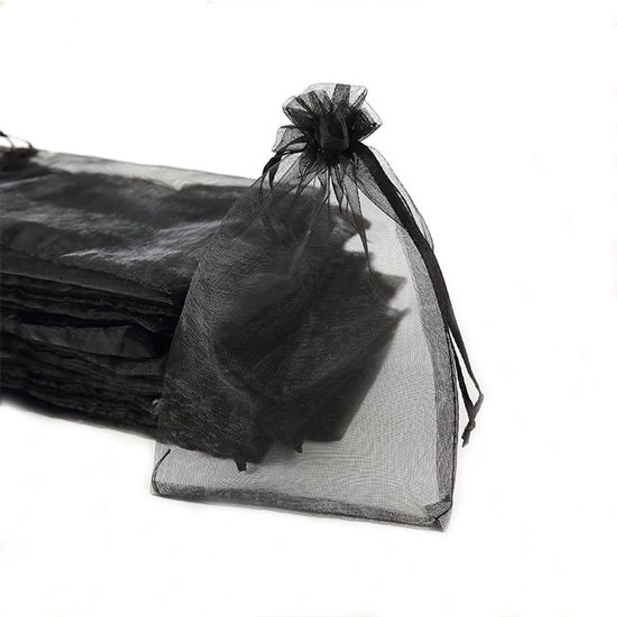 - Organza zakjes - Geschenken - 100 stuks - Zwart - Trekkoord - Perfect voor bruiloften, festivals en feestjes