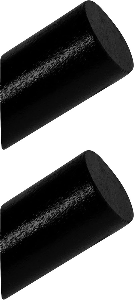 SnelShoppen - QUVIO Kapstok - Set van 2 - Houten Wandhaken - Zwarte Wandkapstok - Kledinghangers - Wandhaken voor Jassen en Accessoires - Diameter 3 c