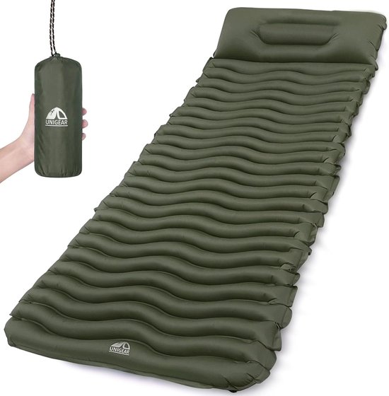 Opblaasbare Slaapmat - Luchtbed Camping - Outdoor Slapen - Ultralicht Vochtbestendig - 188 x 60 cm - Legergroen — afbeelding 5
