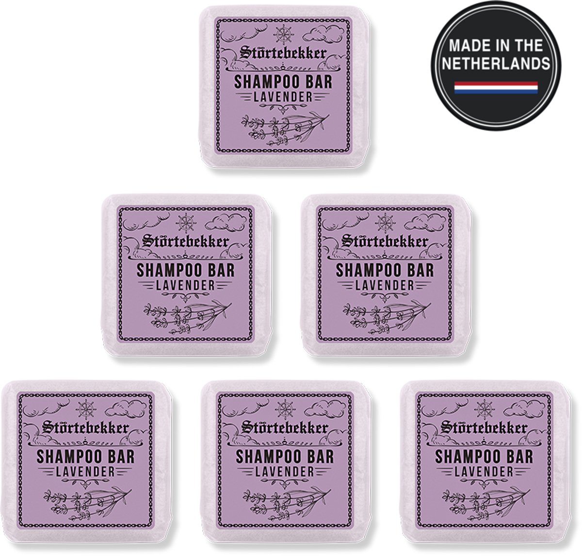 Störtebekker® Premium Shampoo Bar Lavendel - Vaste shampoo voor mannen en vrouwen - 3-in-1 douchezeep voor mannen voor haar, hoofdhuid en baard - Hydraterende shampoo - veganistisch, handgemaakt - 100 g Solid Shampoo Bar Lavender