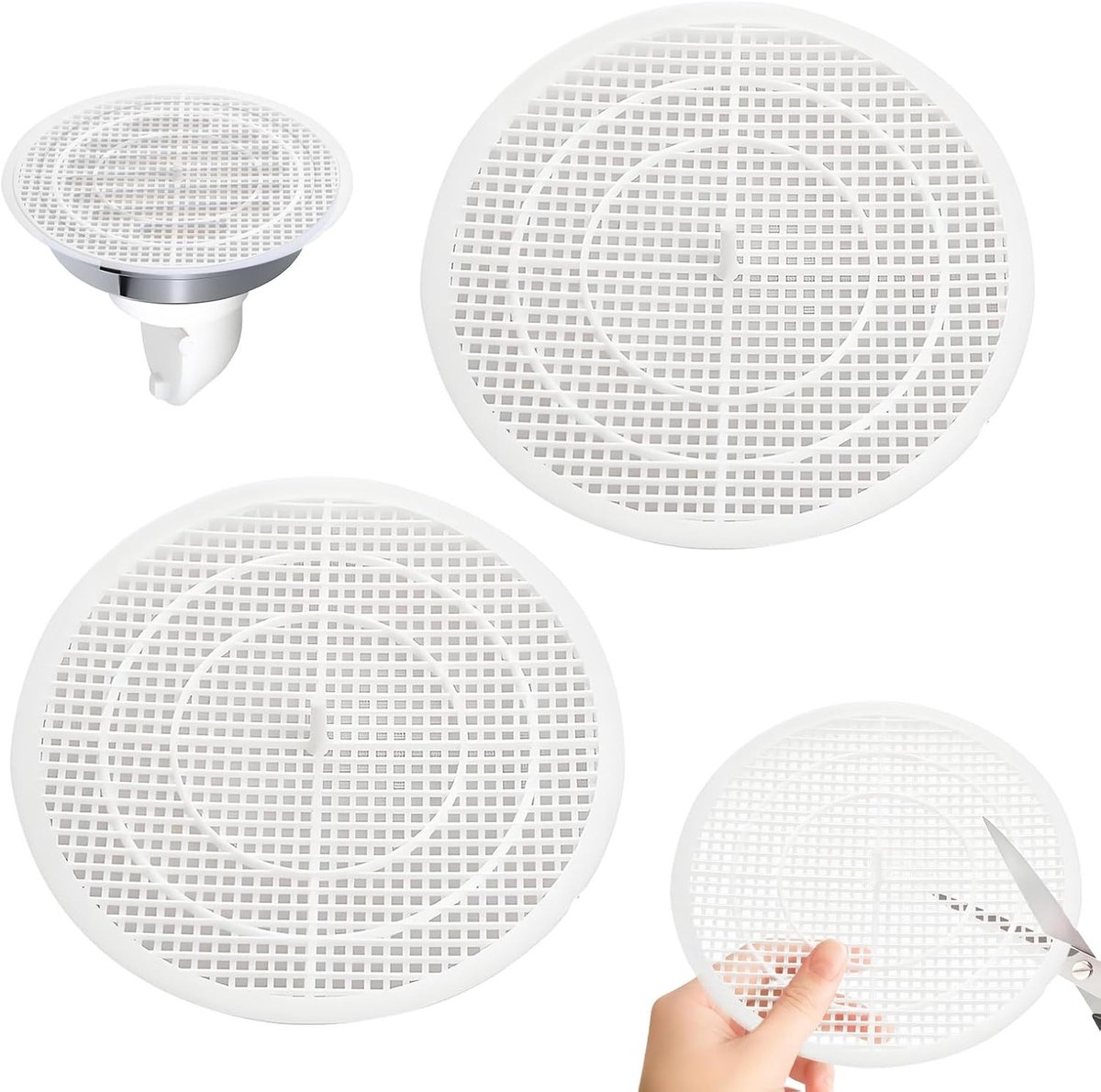 Set van 2 afvoerzeefjes voor douche en bad, haarvanger voor afvoer, effectief haarfilter voor douche en wastafel
