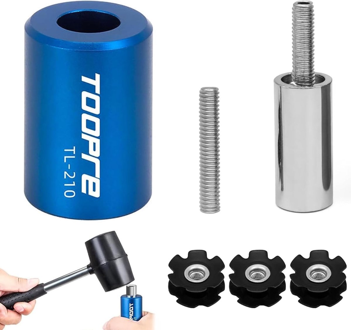 Verstelbare fietsvork installatie set voor 22,2/25,4/28,6 mm vooruitklauw met gereedschap van staal en aluminiumlegering