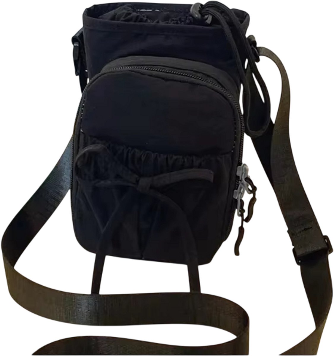 Telefoontas Dames Crossbody – Lichtgewicht Schoudertas met Waterfleshouder – Smartphone Tasje voor Wandelen, Fietsen, Reizen en Outdoor - Zwart