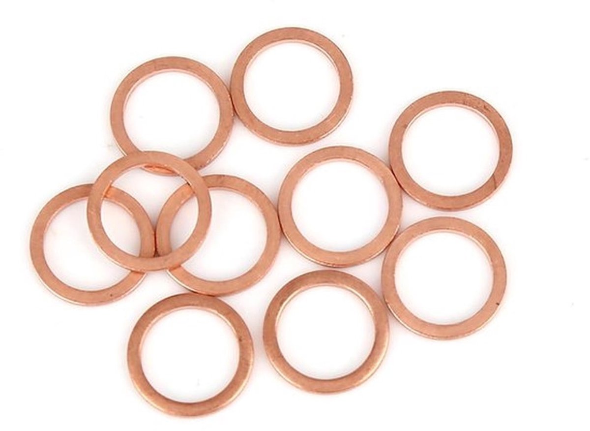 Set van 10 Koperen Sluitringen 12 x 16 x 1,5 mm