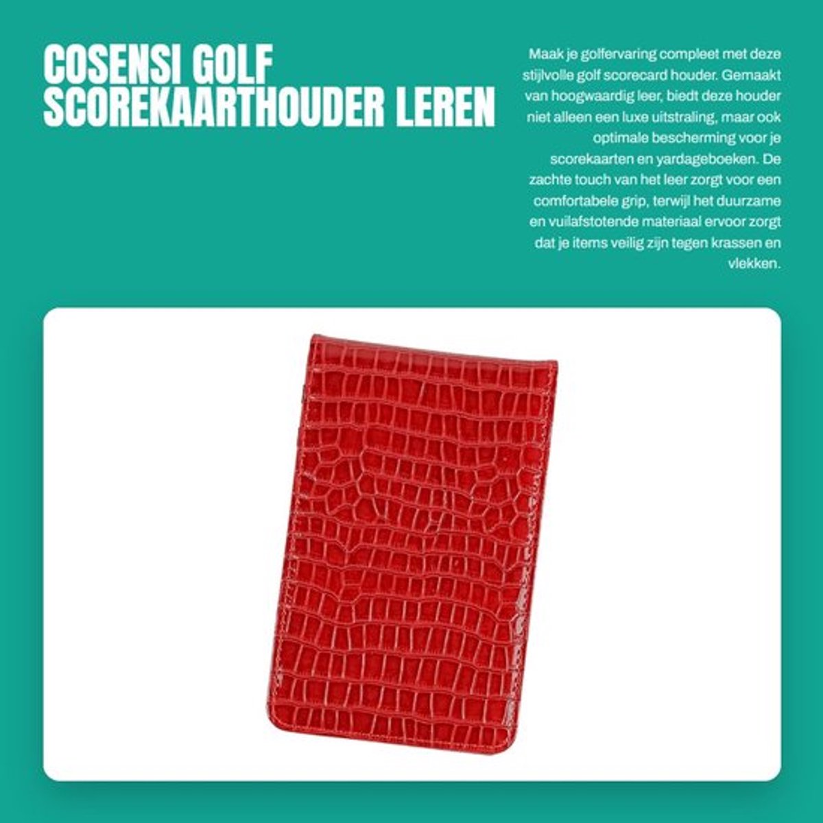 Golf scorekaarthouder - Leren scorekaartopslag - Comfortabele grip - Rood - Slijtvast en vuilafstotend - Ideaal voor golfers - Compact fo...