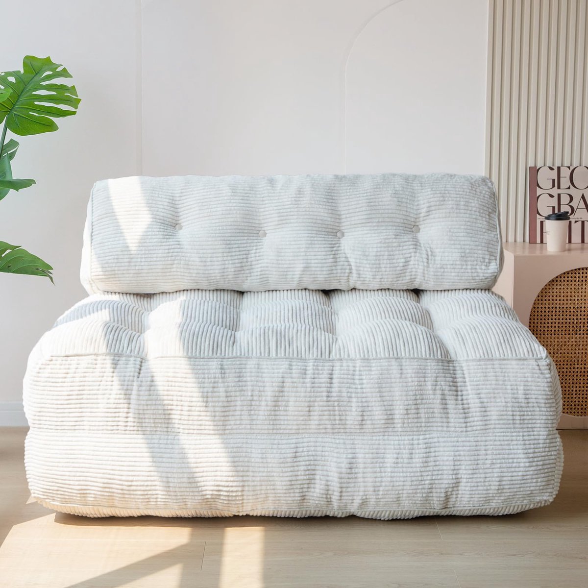 SnelShoppen - MAXYOYO Opvouwbare Slaapbank - Converteerbare Slaapstoel met Kussen - Draagbaar Stoelbed - Comfortabele Lounge in Beige - Dubbel voor Wo
