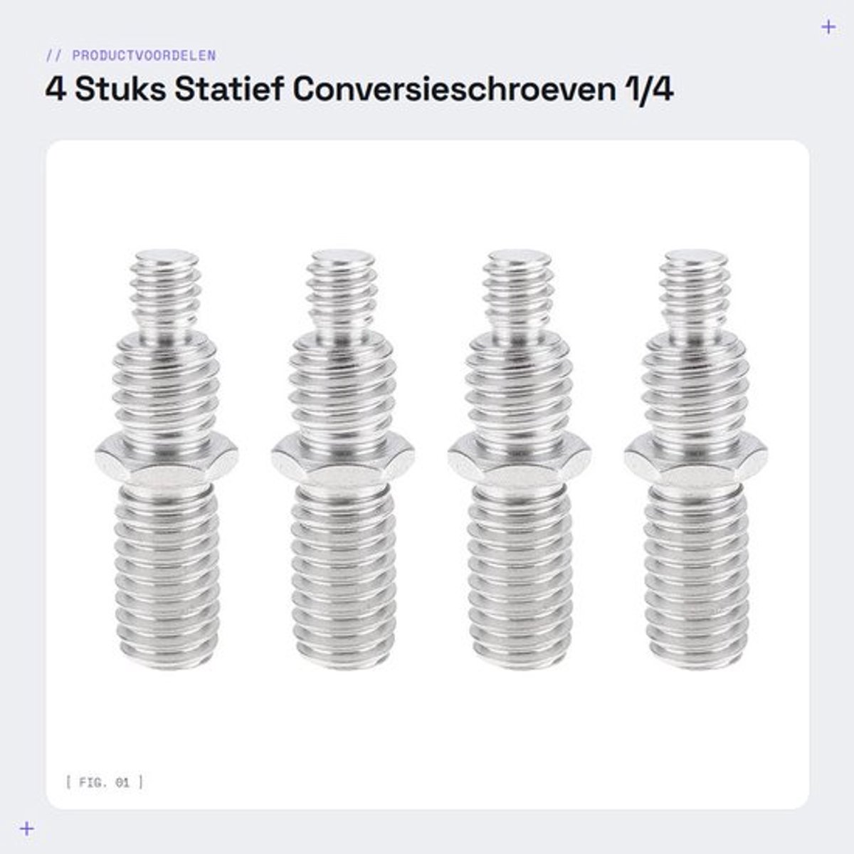 Statief Conversieschroeven 1/4 tot 3/8 inch - 4x Schroeven - Verzilverd Metaal - Compatibel met Camera's - Geschikt voor Statief en Accessoires - Schroefset