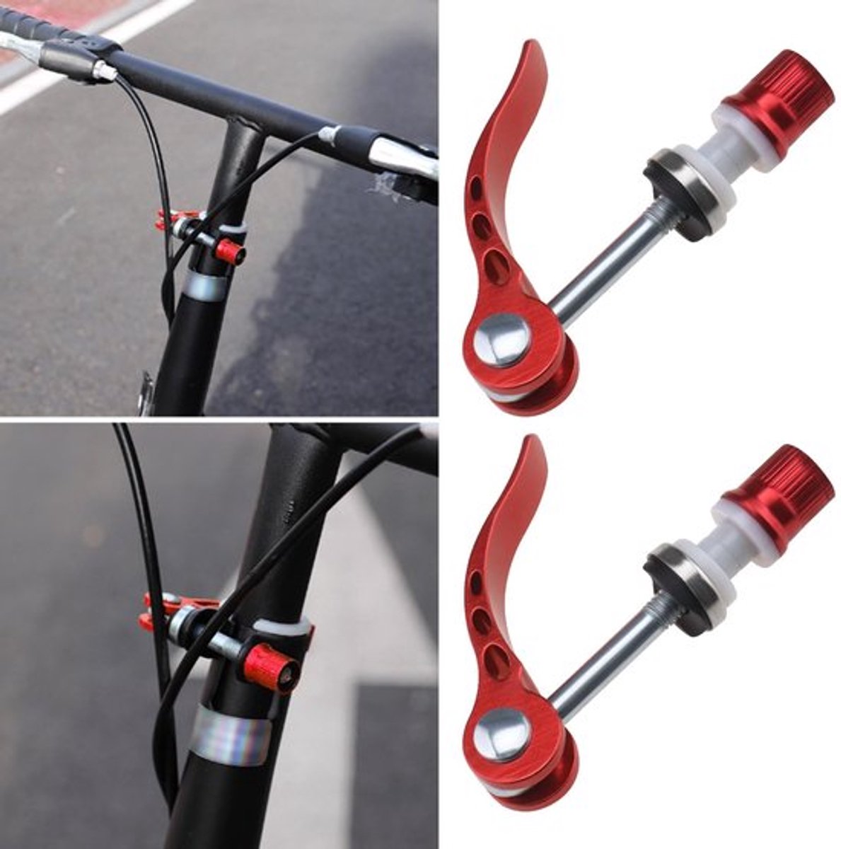 Zadelpenklem 2 Stuks - Aluminiumlegering - Eenvoudig te Installeren - Hoogwaardige Klemmen - Rood - Compact en Duurzaam - Fietsklem