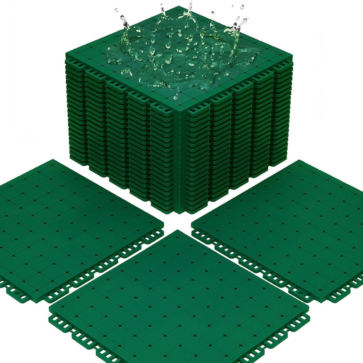 SnelShoppen - 24 Stuks Modulaire Interlocking Vloertegels, Antislip Weerbestendige Sportvloer Tegels, Buiten Sportveld, DIY Vloermatten voor Basketbal