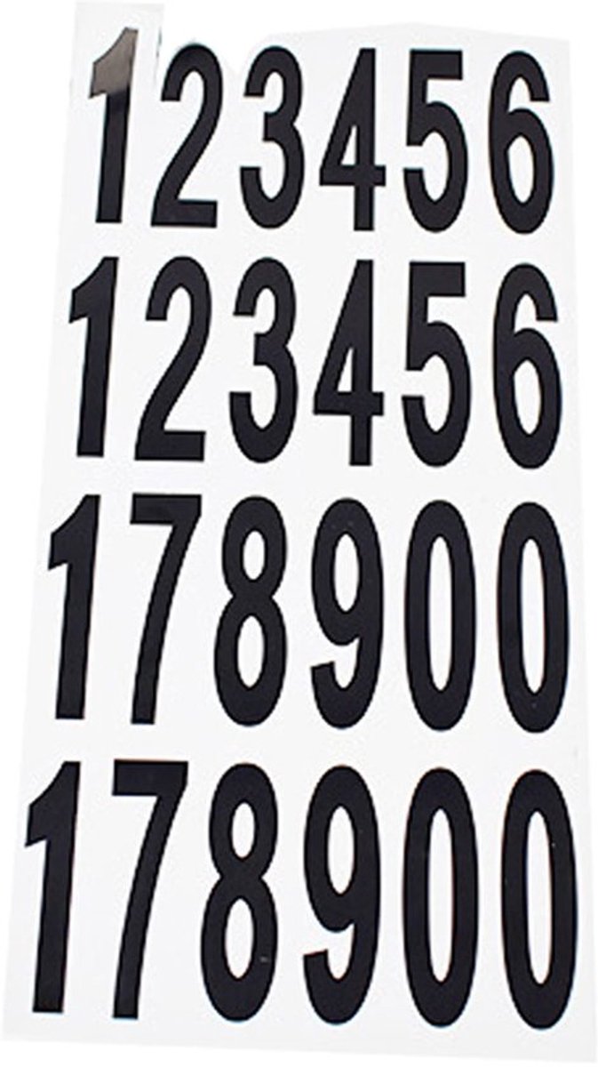 Nummerstickers 10 Vellen - Waterdichte/Oliebestendige Stickers - Huisnummer Stickers - Adresnummer Stickers - PVC Stickers - 76 x 25 mm - Huisnummerstickers