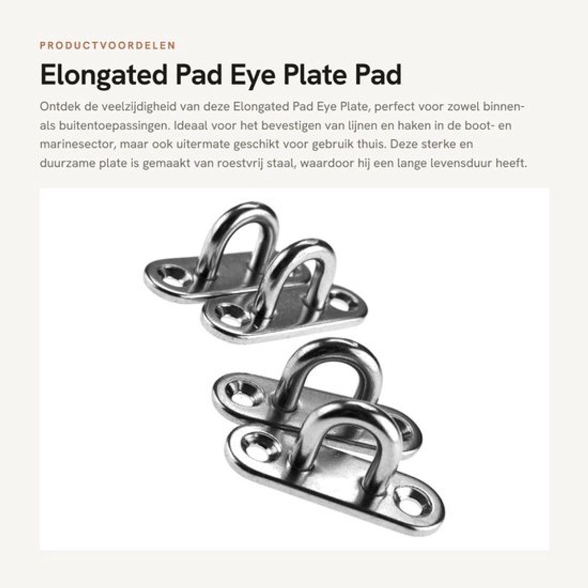 Elongated Pad Eye Plate - Pad Eye Ring - Stevig en Duurzaam - 4x 5mm - Montagemateriaal - Geschikt voor Binnen en Buiten - Voor Boot...