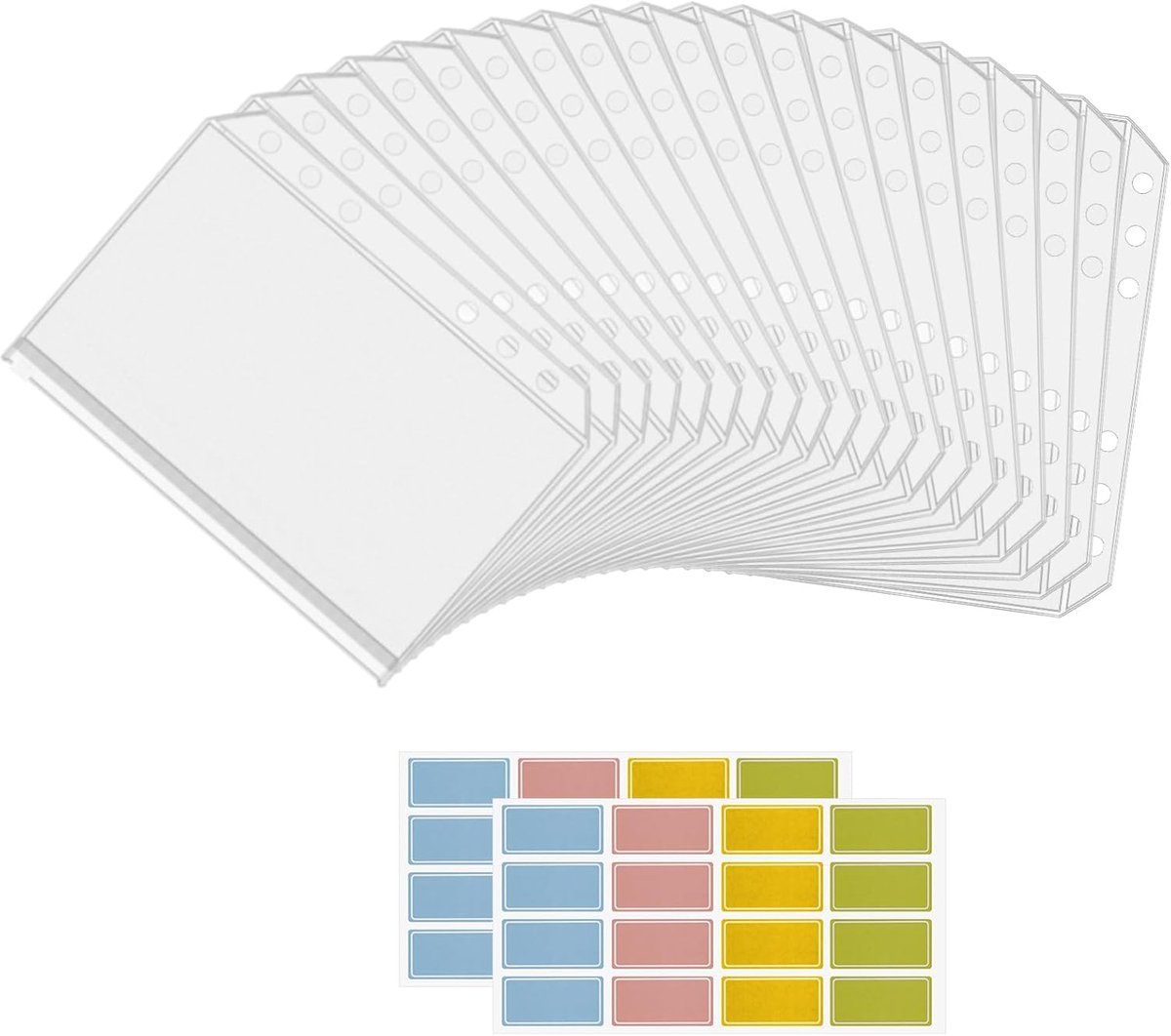 Bindertassen A6 20 Stuks - Documententas 18 x 10,6 cm - Ritszak met Labelstickers - Voor Rekeningen en Notitieboeken - ShopVlot