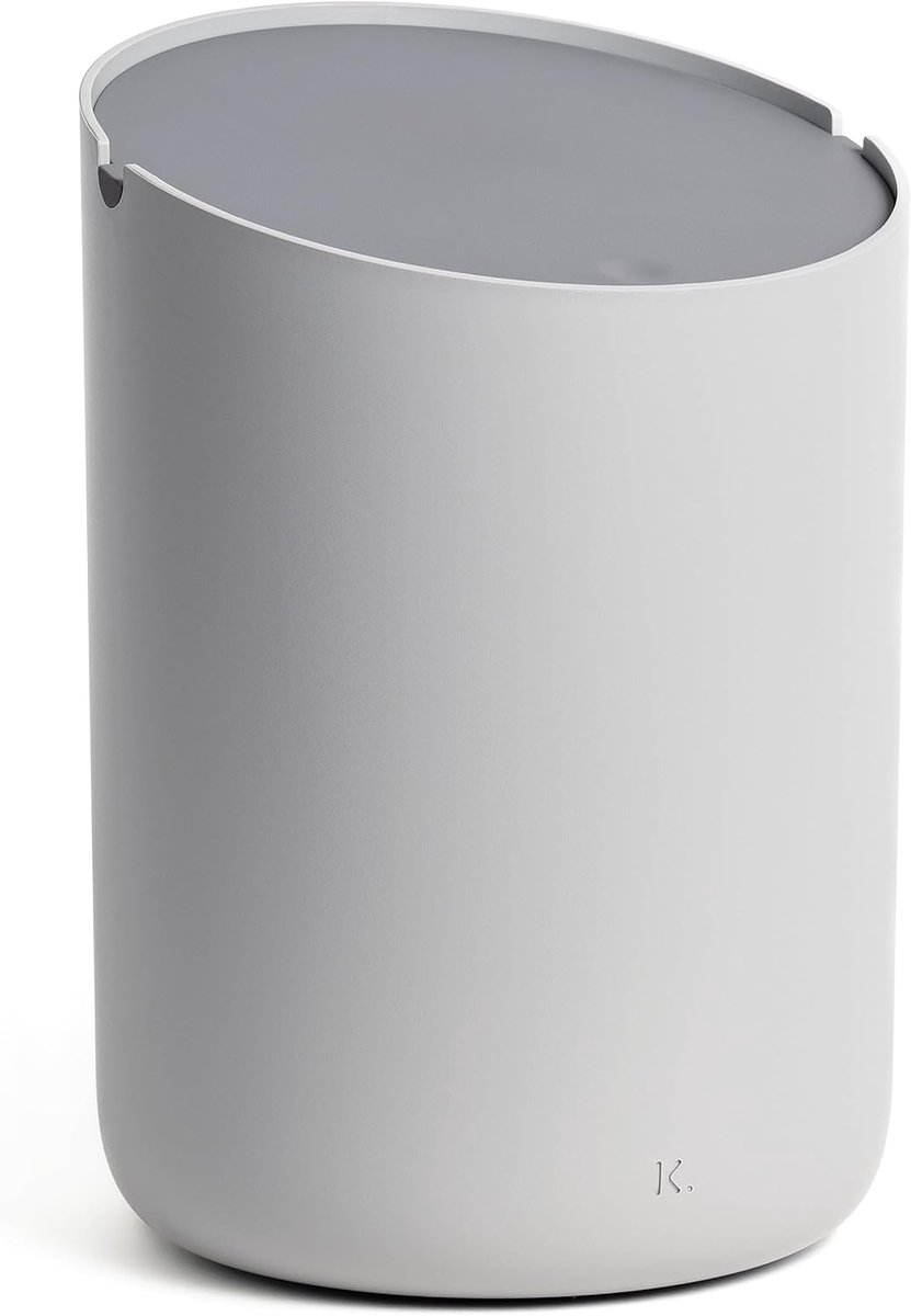 SnelShoppen - Mini Cosmetische Prullenbak 'Tove' 1.5L | Design Afvalemmer voor Badkamer, Keuken & Bureau | Lichtgrijs & Donkergrijs | Niet-slip Binnen