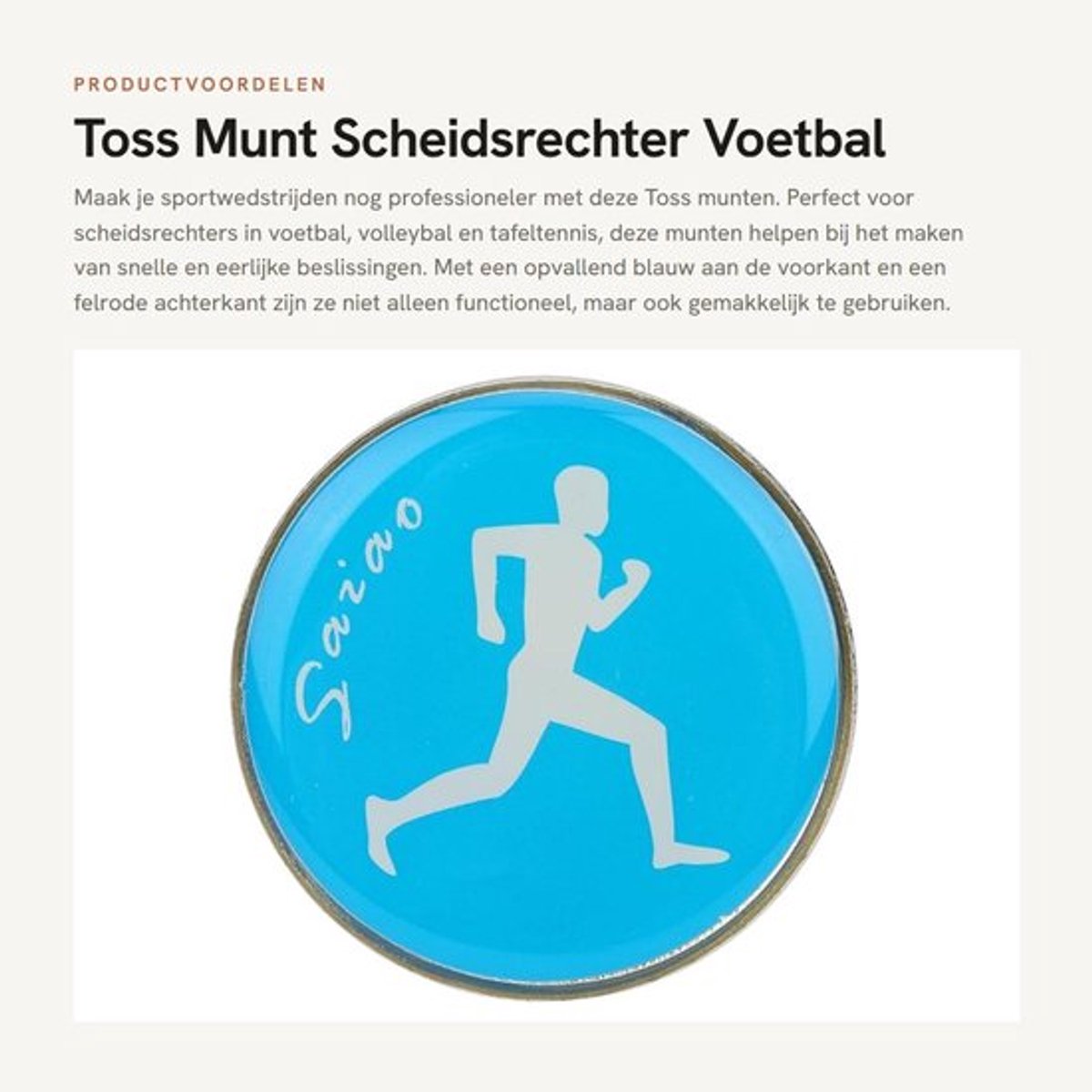Munten Toss Munt Scheidsrechter - Dubbelzijdig - 4 Stuks - Metaal - 35 x 2 mm - Blauw/Rood