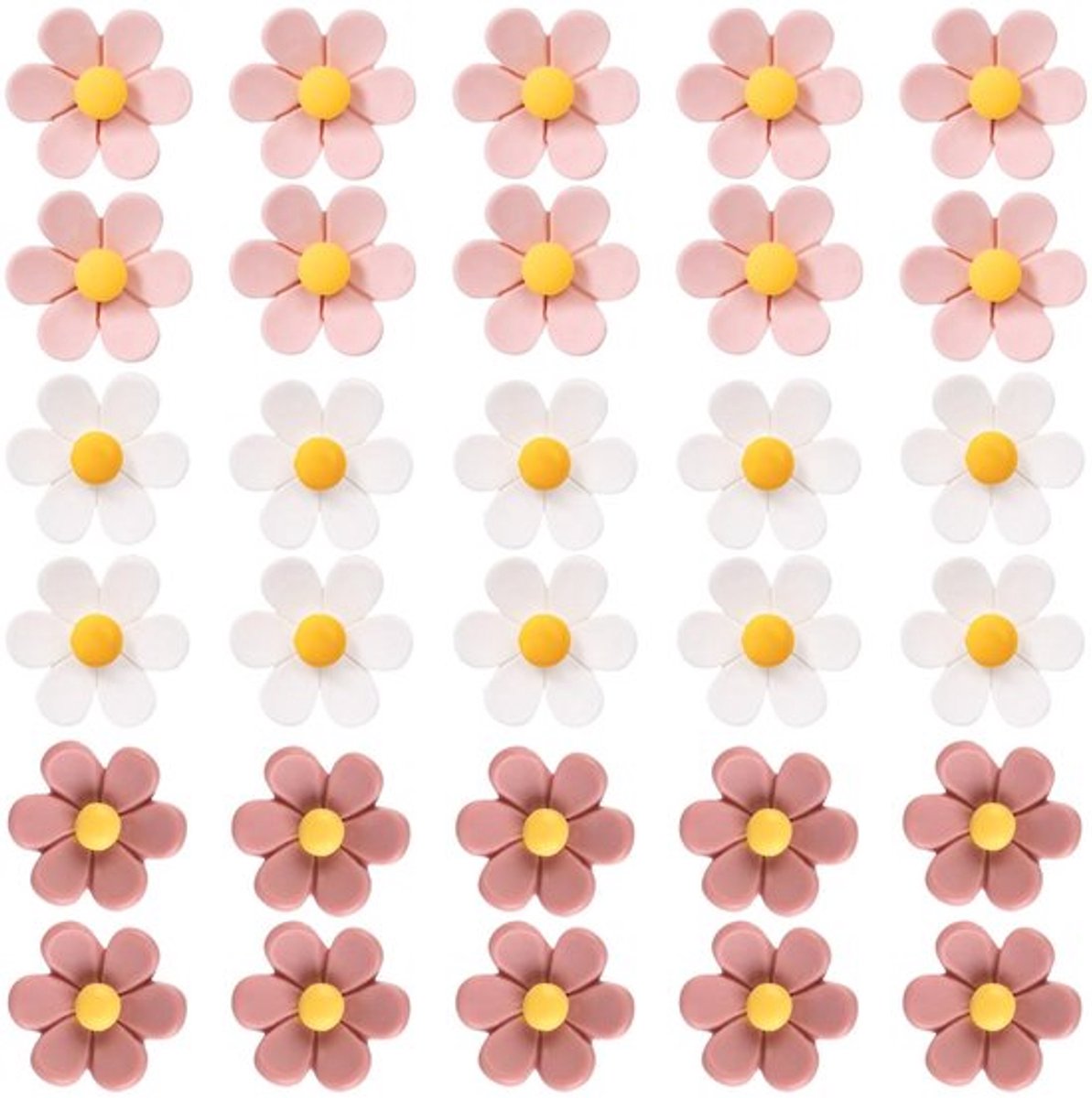 Bloemenpunaises 30 Stuks - Decoratieve Pushpins - Kurkbord Punaises - Hars/Metaal - Mini 2x1,9x1,8cm - Kleur: Wit/Roze/Donkeroze
