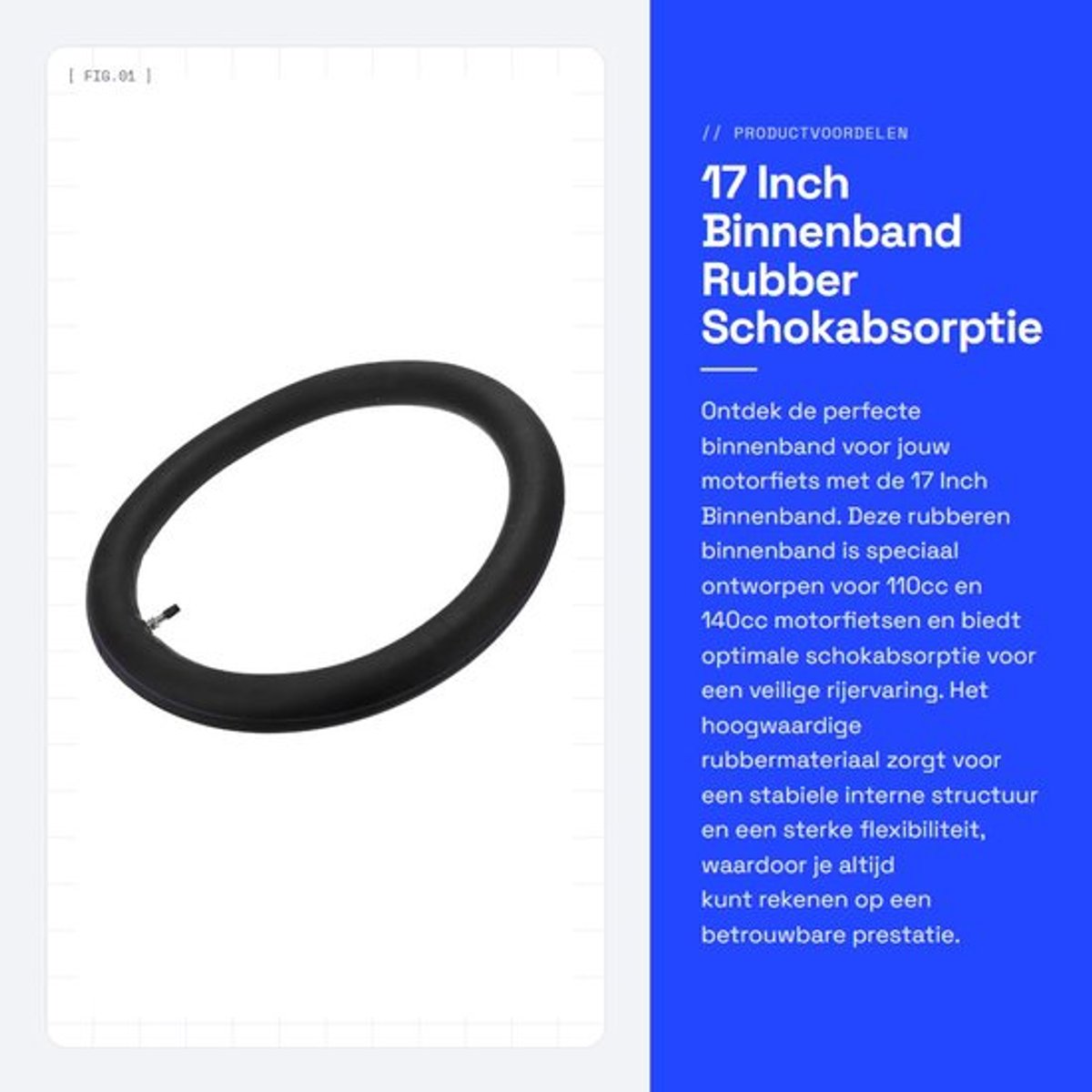 Binnenband 2.50-17 Schokabsorptie - Rubber - Duurzaam - Veiligheid - Flexibiliteit - Geschikt voor 110cc/140cc Motorfietsen - Motorband