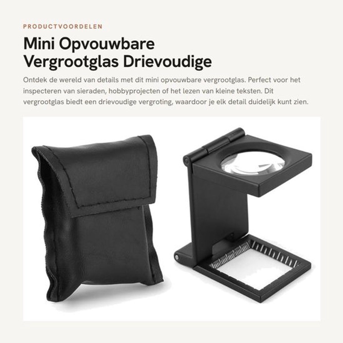 Vergrootglas Drievoudige Vergroting - Opvouwbaar - Mini - Voor Sieraden - Lichtgewicht - Duurzaam - Loep