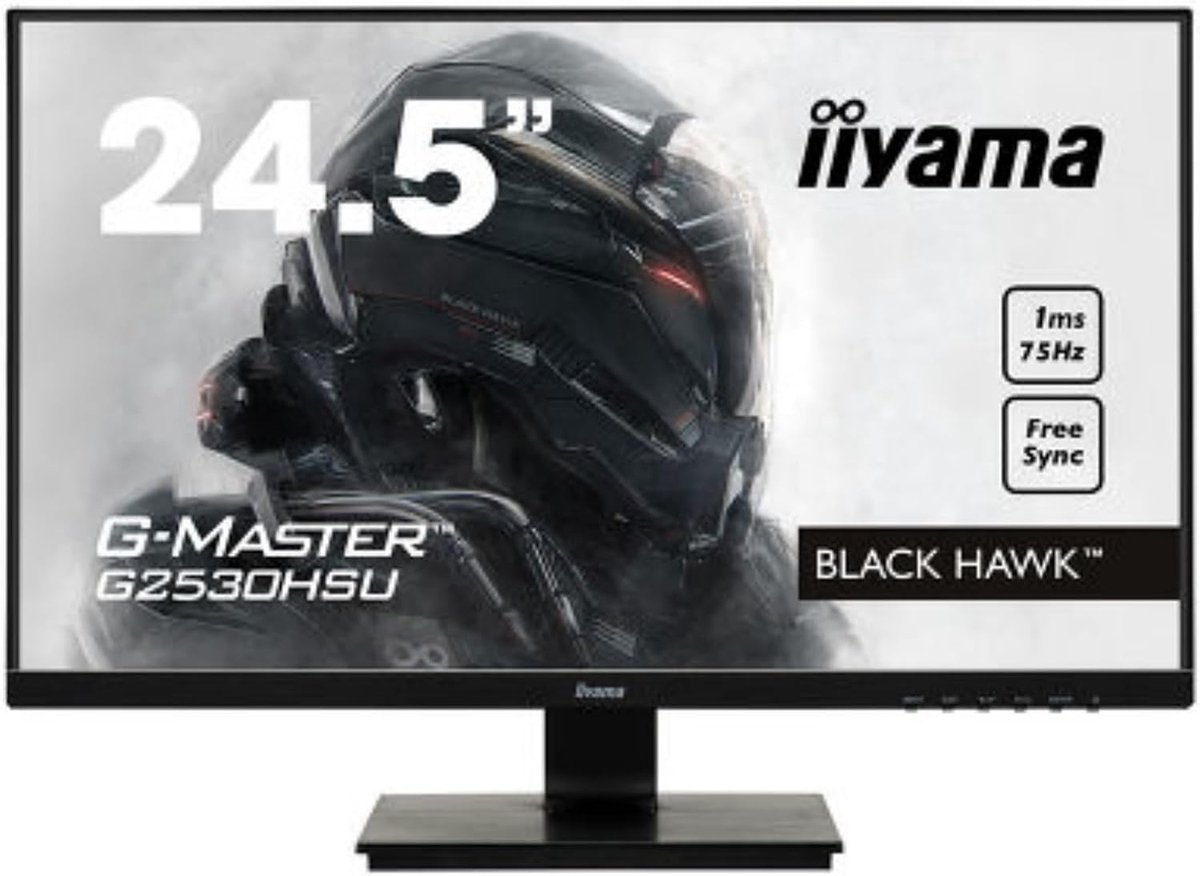 SnelShoppen - 24.5 Inch Full HD TN LCD Monitor 75Hz 1ms FreeSync - Gaming Monitor met HDMI, DisplayPort, VGA, USB en 2x2W Speakers
