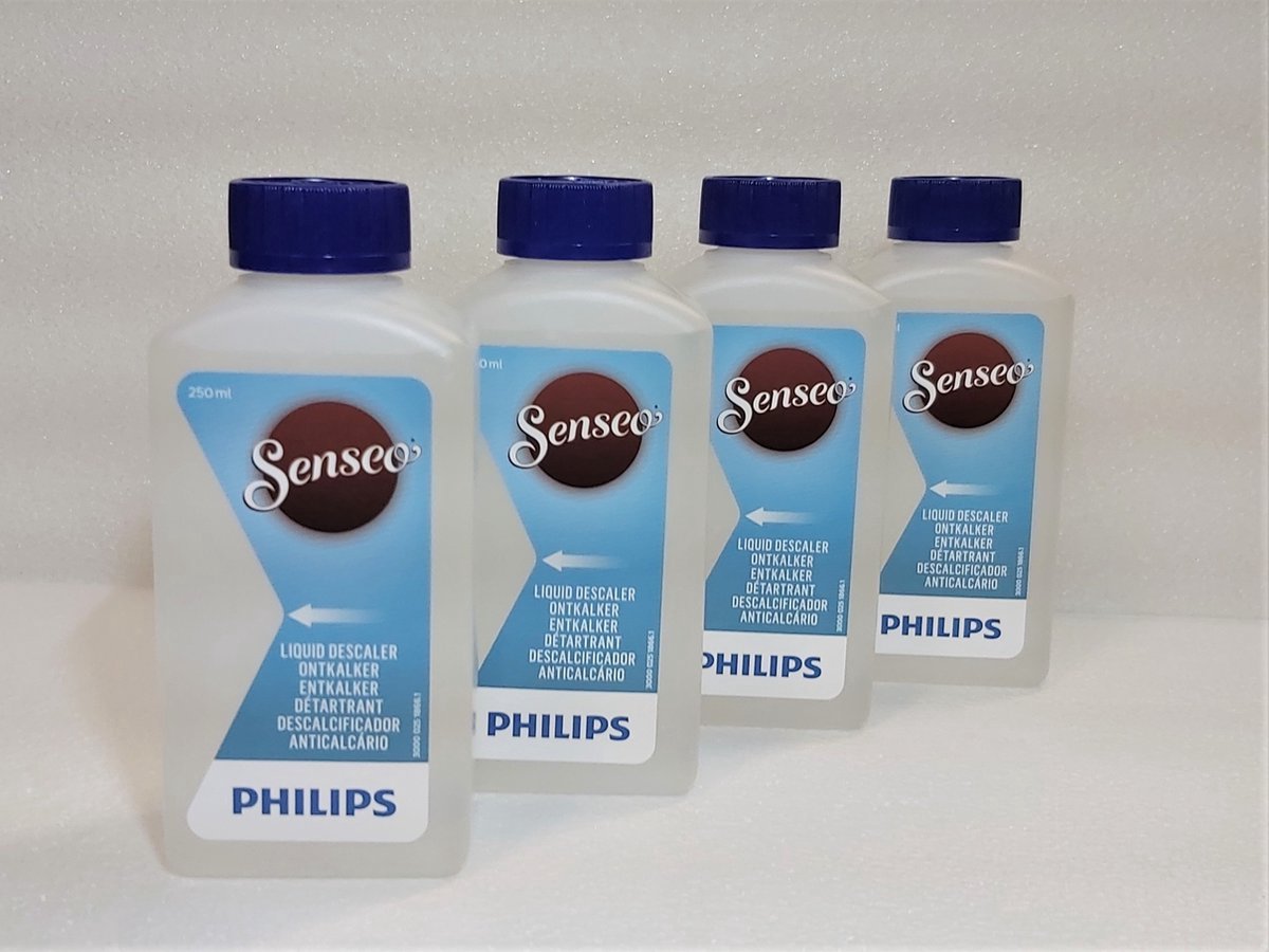 4x Philips Ontkalker Senseo Koffiemachine CA6520/00 - Geschikt voor alle Senseo Toestellen - Vloeibare Ontkalker - Hersluitbare Fles - 250ml