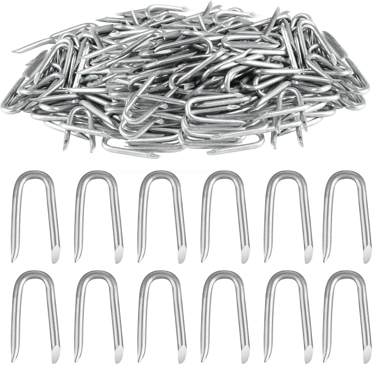 SnelShoppen - 300 Stuks U Krammen U Nagels Stalen Krammen Gegalvaniseerd U Klem Nagels Tuinhek Klemmen Splash Nagels Tuinbedekkingen en Gaas