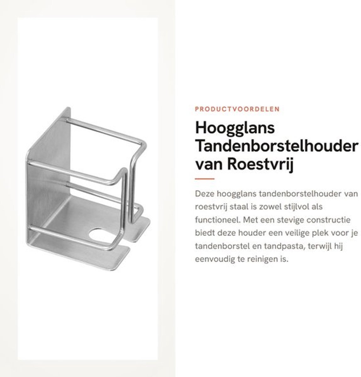 Tandenborstelhouder Roestvrij Staal - Multifunctionele Houder - Ruimtebesparend - Hoogglans Gepolijst - Inclusief Vaste Sticker/Lijm - Veilig Materiaal - Badkameraccessoire