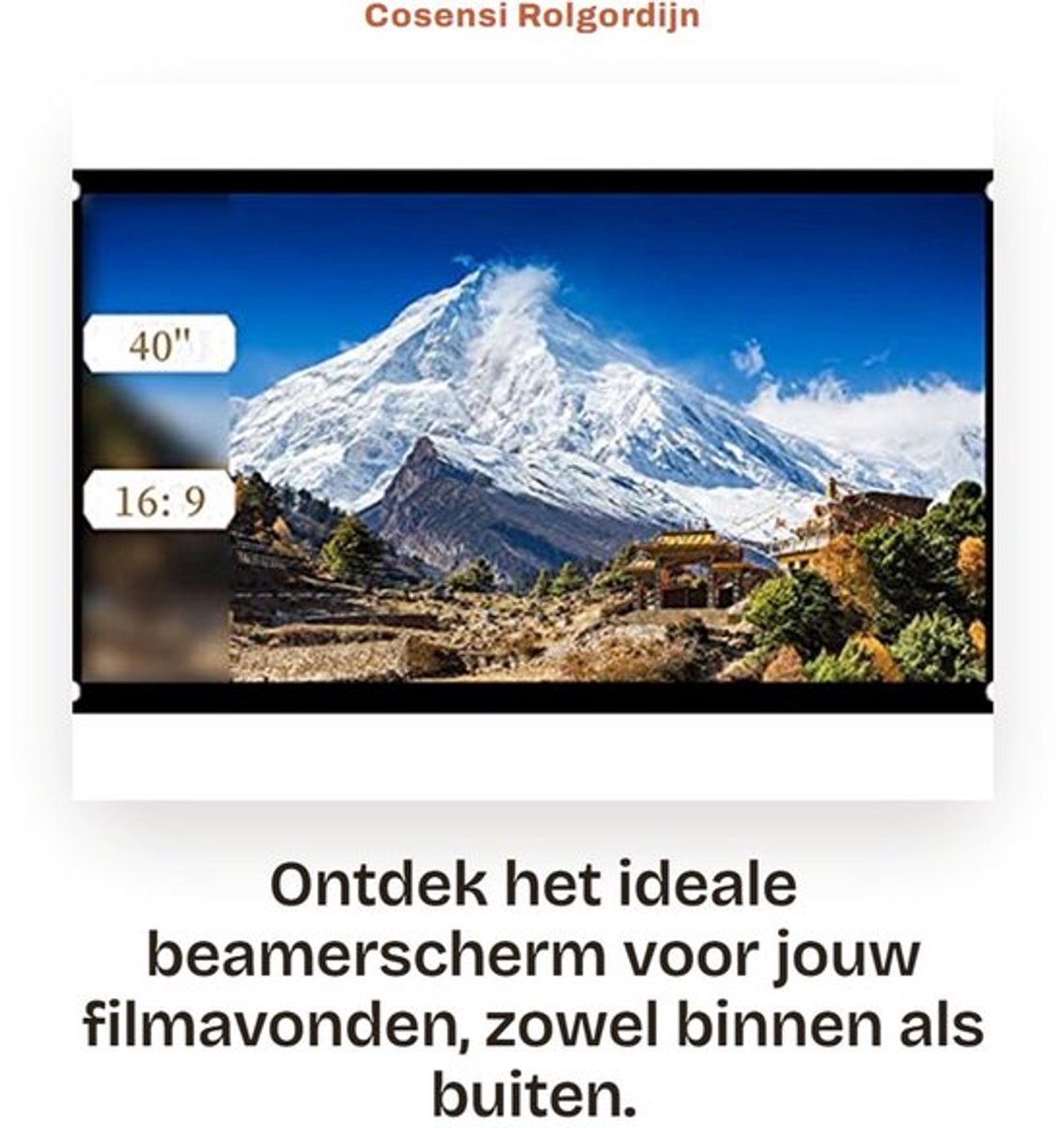 Rolgordijn - Beamerscherm - Draagbaar en opvouwbaar - 102 cm - Projectie canvas - Geschikt voor thuisbioscoop en buitengebruik
