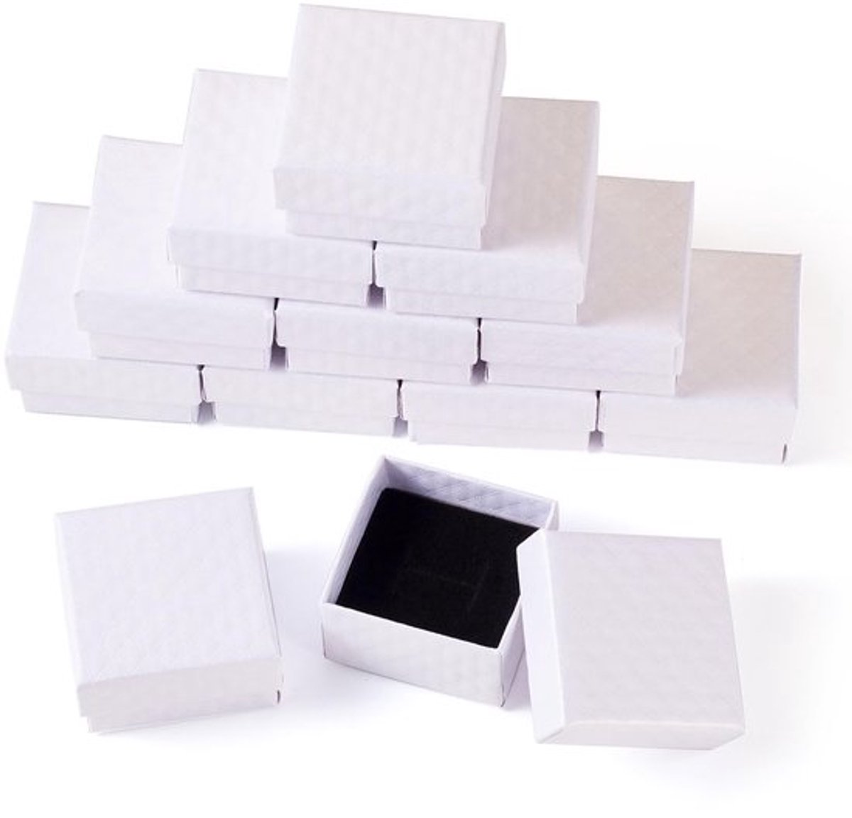 Sieraden Doos 12 Stuks - Kartonnen Cadeaudozen - Diamant Patroon - Vierkant 5x5x3cm - Ring/Oorbellen Verpakking - Duurzaam Materiaal