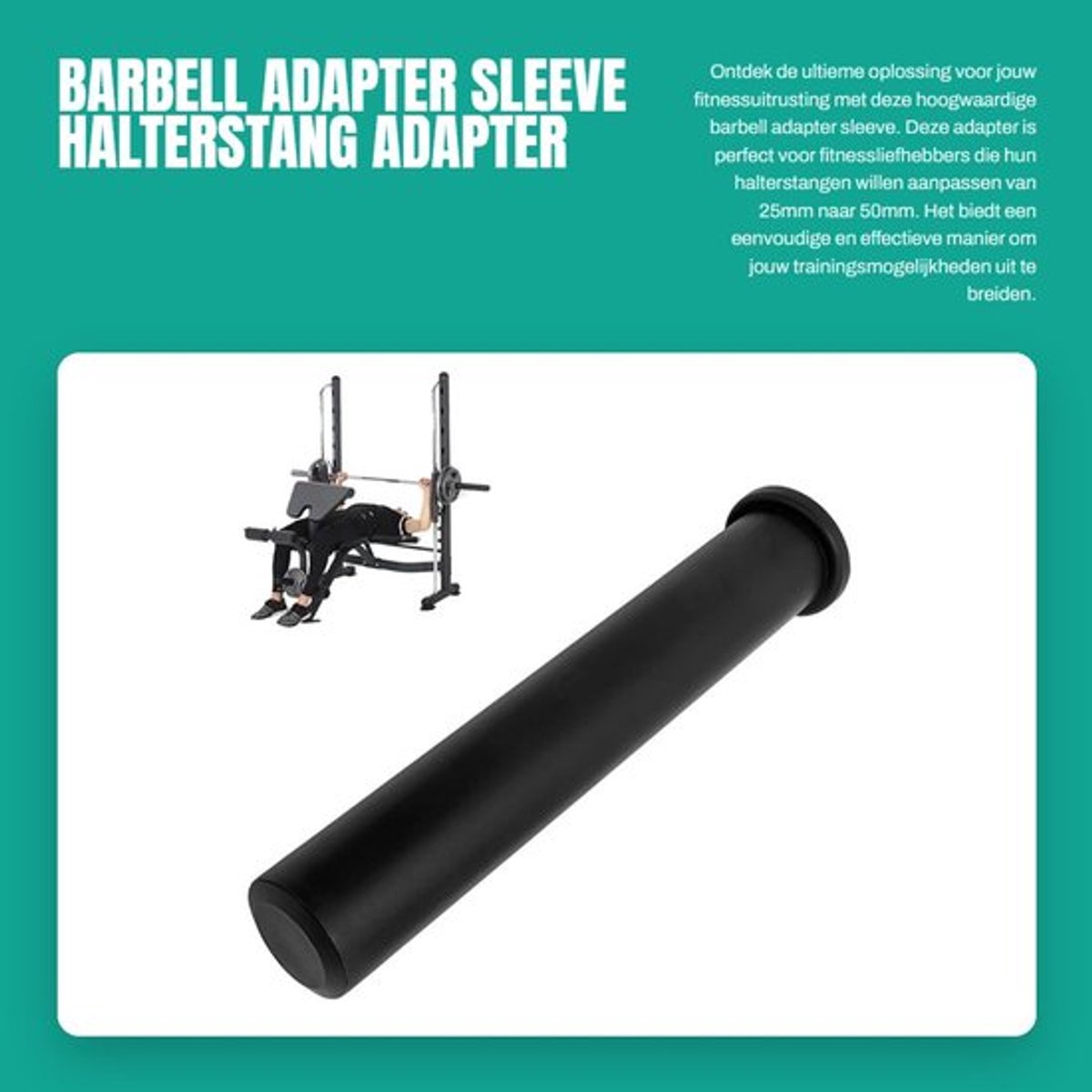 Barbell Adapter Sleeve - Halterstang Adapter - Premium PP - Zwart - Fitness Accessoires - Geschikt voor Olympische Halterstangen - 5cm Di...