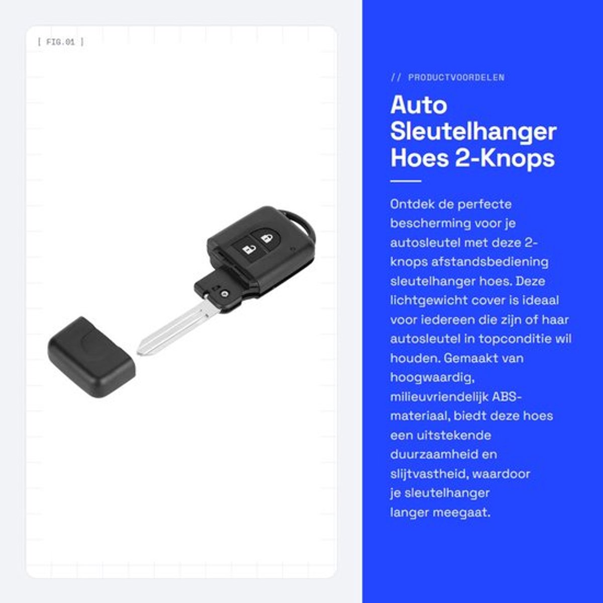 Sleutelhanger 2-knops - ABS Behuizing - Lichtgewicht - Duurzaam - Bescherming tegen slijtage - Perfecte vervanging - Autosleutelbehuizing