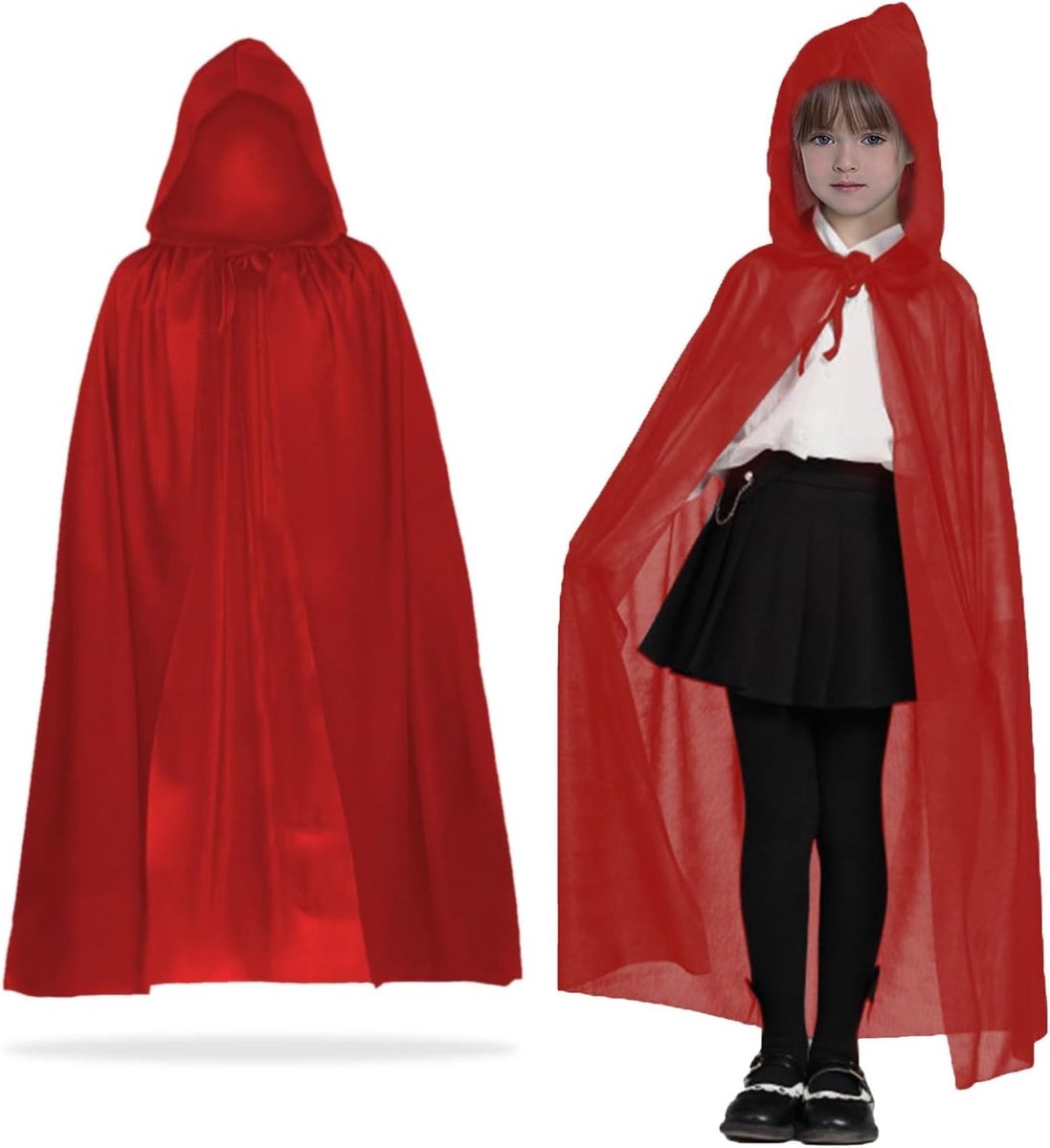 90 cm Rode Cape voor Halloween - Hoody Cape voor Heksen Cosplay en Fantasiekostuums, Perfect voor Feestjes en Verkleedpartijen