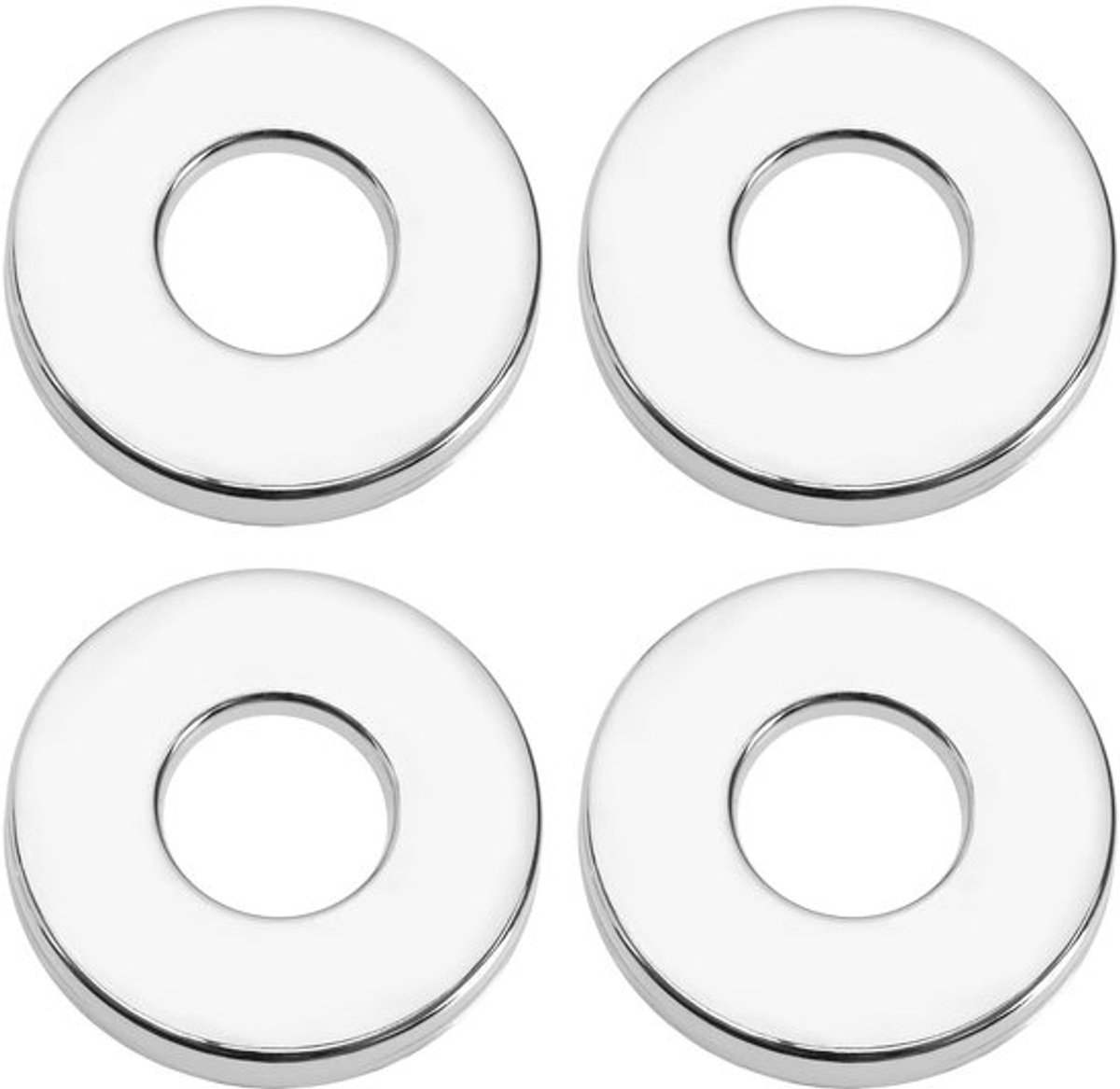 Douchebuisafdekking 4 Stuks - Roestvrij Staal - Chroom - Buitendiameter 62 mm - Binnendiameter 26 mm - Hoogte 8 mm - Afdekking