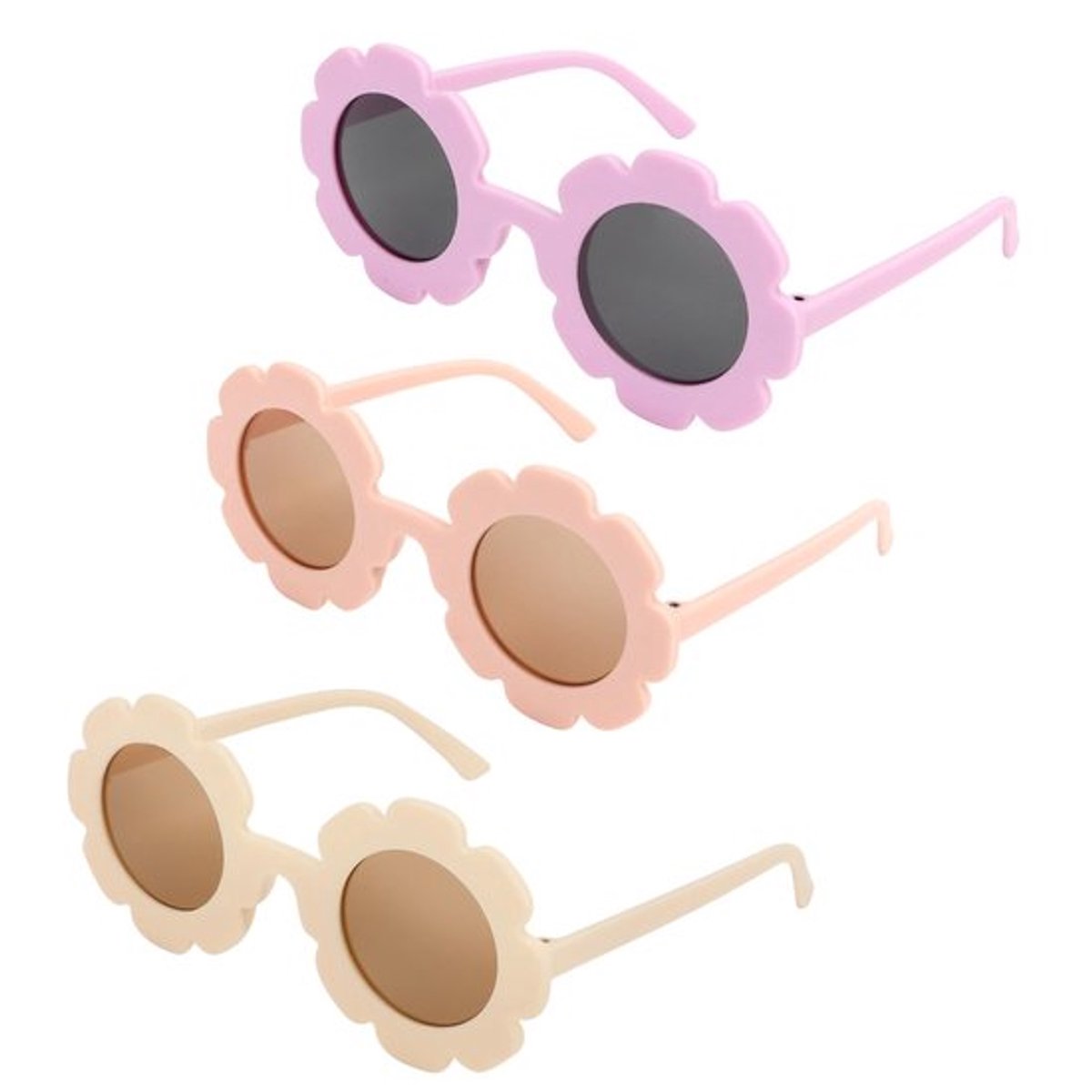 Kinderzonnebril Ronde Bloem - Schattige Bril - Voor Meisjes/Jongens - Trendy Accessoire - Buiten/Strand - Hoge Kwaliteit - Zonnebril