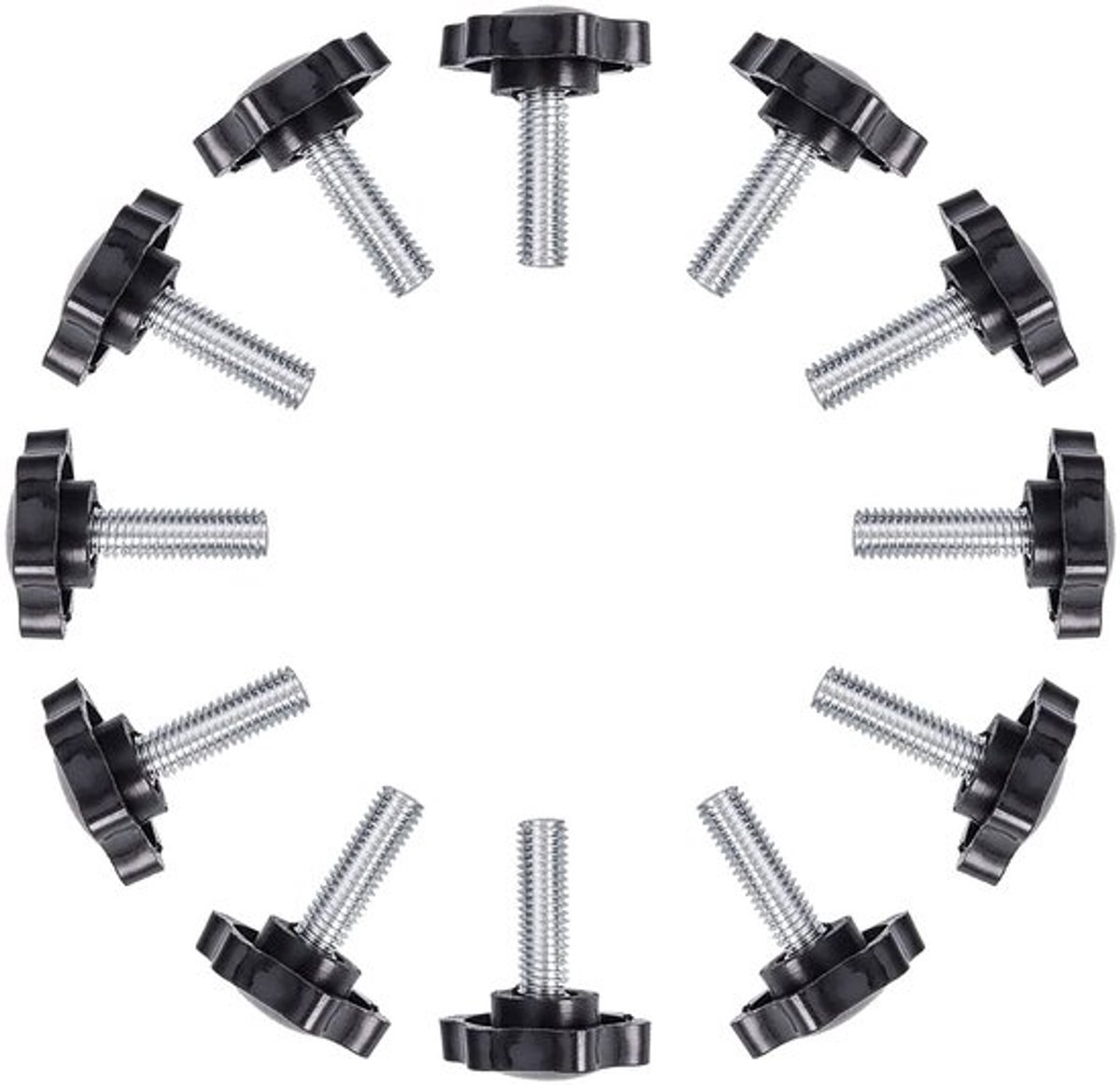 Duimschroef M8x25mm - 12 Stuks - Pruimenbloesem Vorm - Metaal/Kunststof - Eenvoudig te Installeren - Brede Toepassing - Handgreep