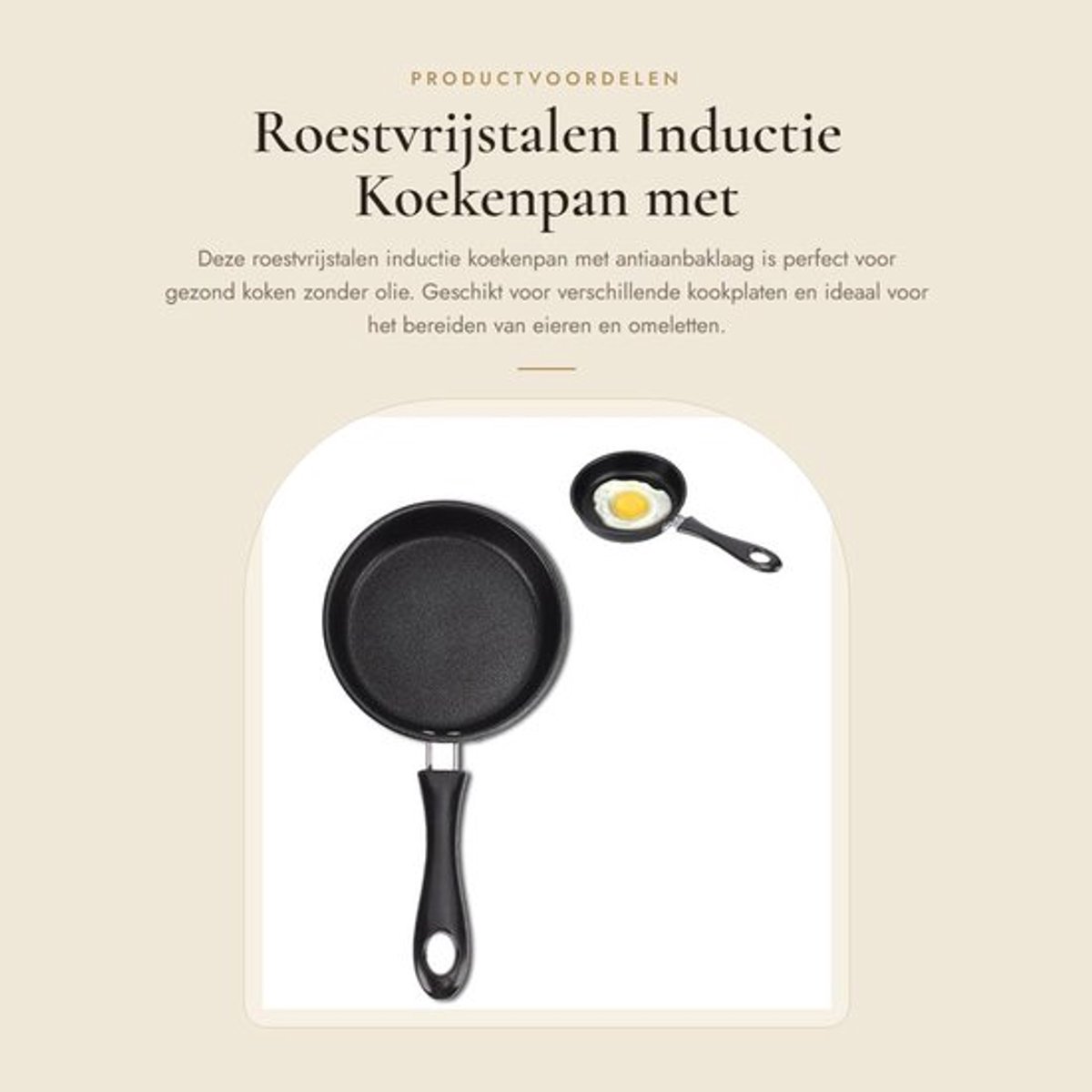 Roestvrijstalen Inductie Koekenpan met Antiaanbaklaag (14 cm)