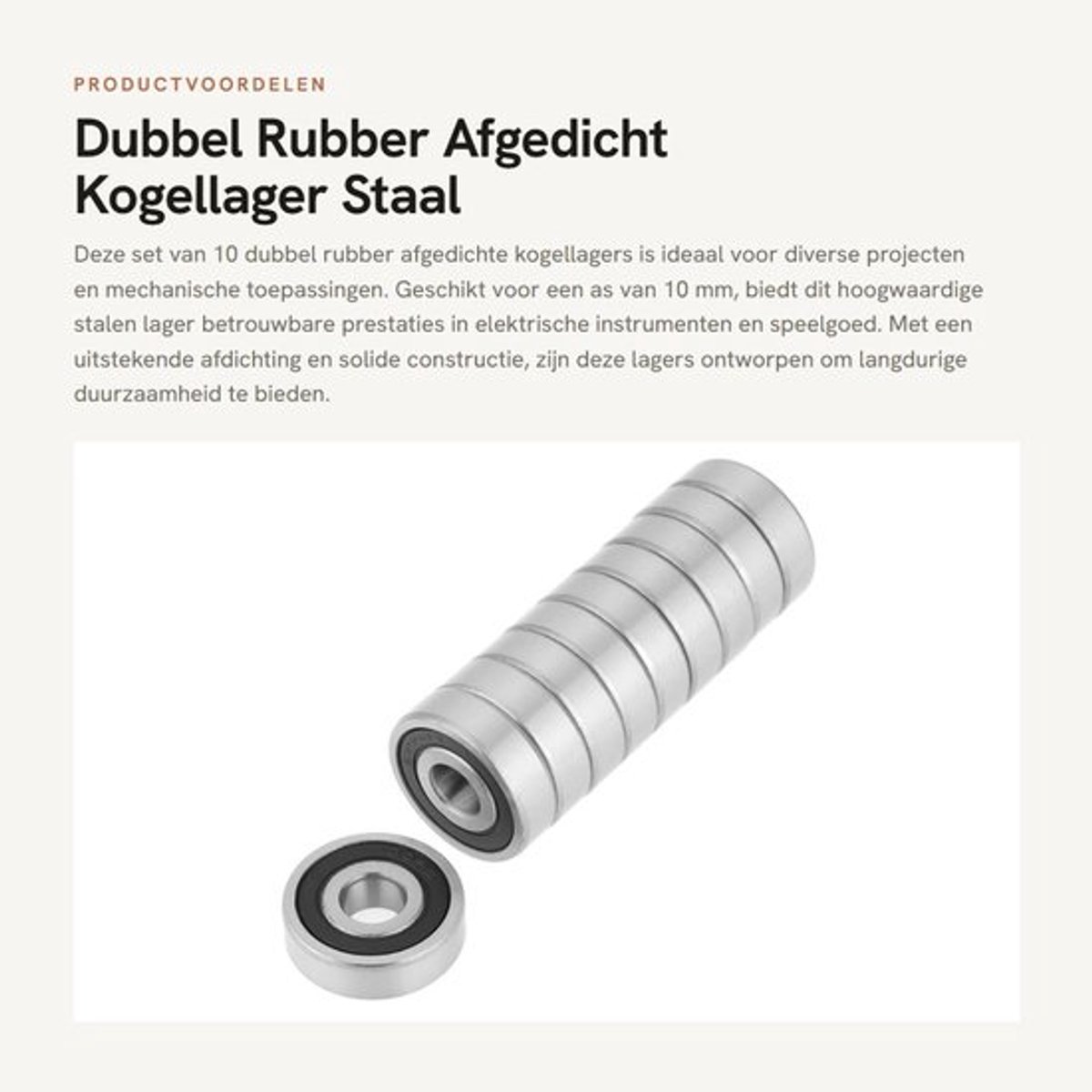 Dubbel Rubber Afgedicht Kogellager - Staal - 10 mm As - Mechanische Apparatuur - Elektrische Instrumenten - Projecten - 10 Stuks