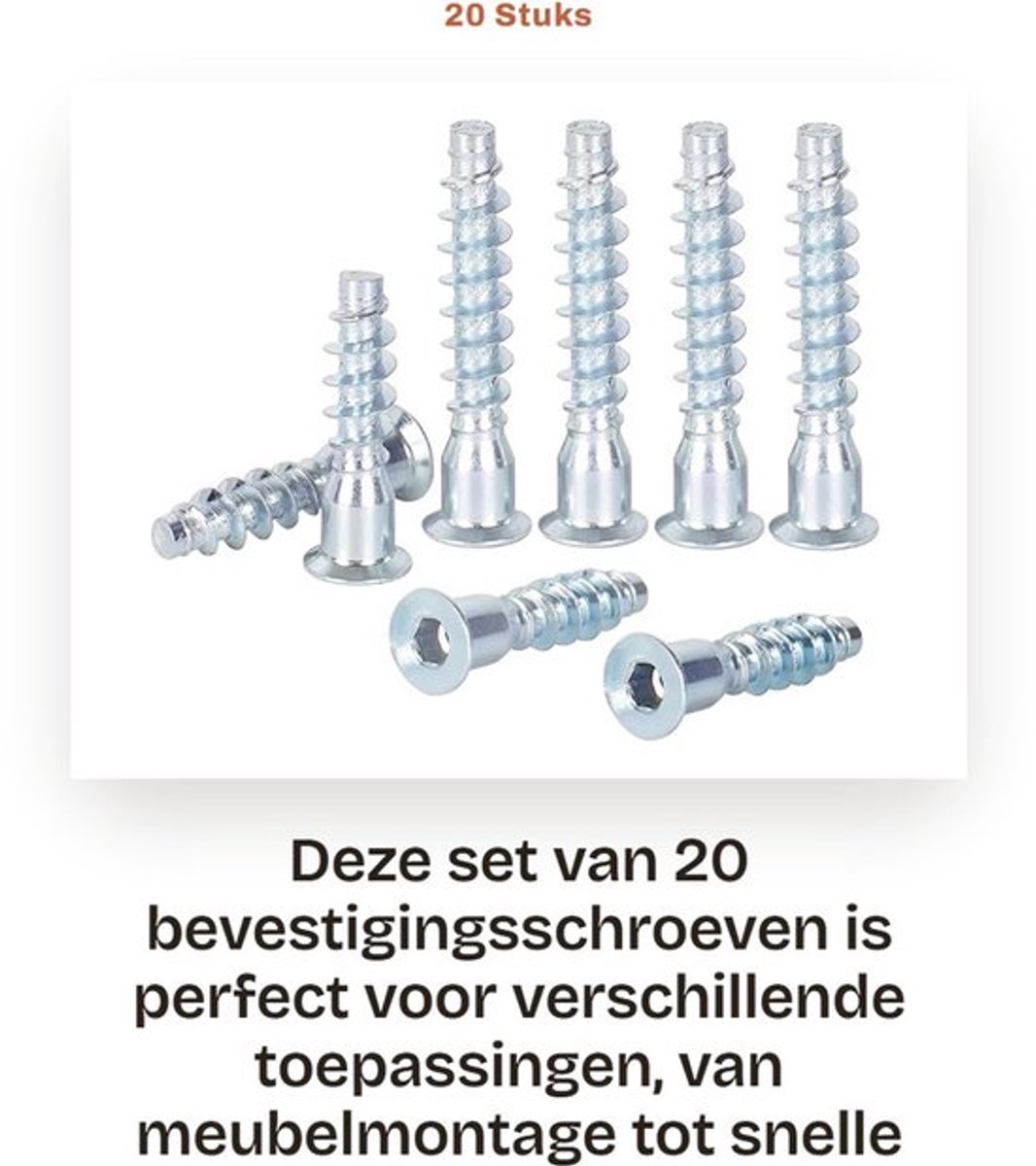 Meubelschroeven 20 Stuks M7 x 30 mm - Bevestigingsschroeven - Inbus - Snelle Verbindingen - Houtbewerking - Hoogwaardige Kwaliteit