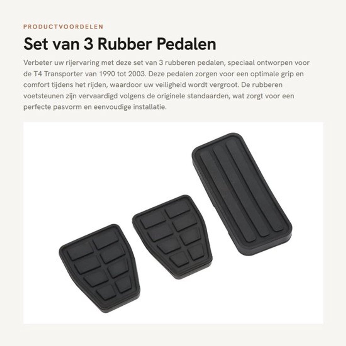 Pedalpad Set - 3 Stuks - Rubber Koppeling/Rem/Accelerator Pad - Slijtvast - Comfortabel en Veilig - Vervangingsonderdeel voor T4 Transporter 1990-2003 - Pedalset