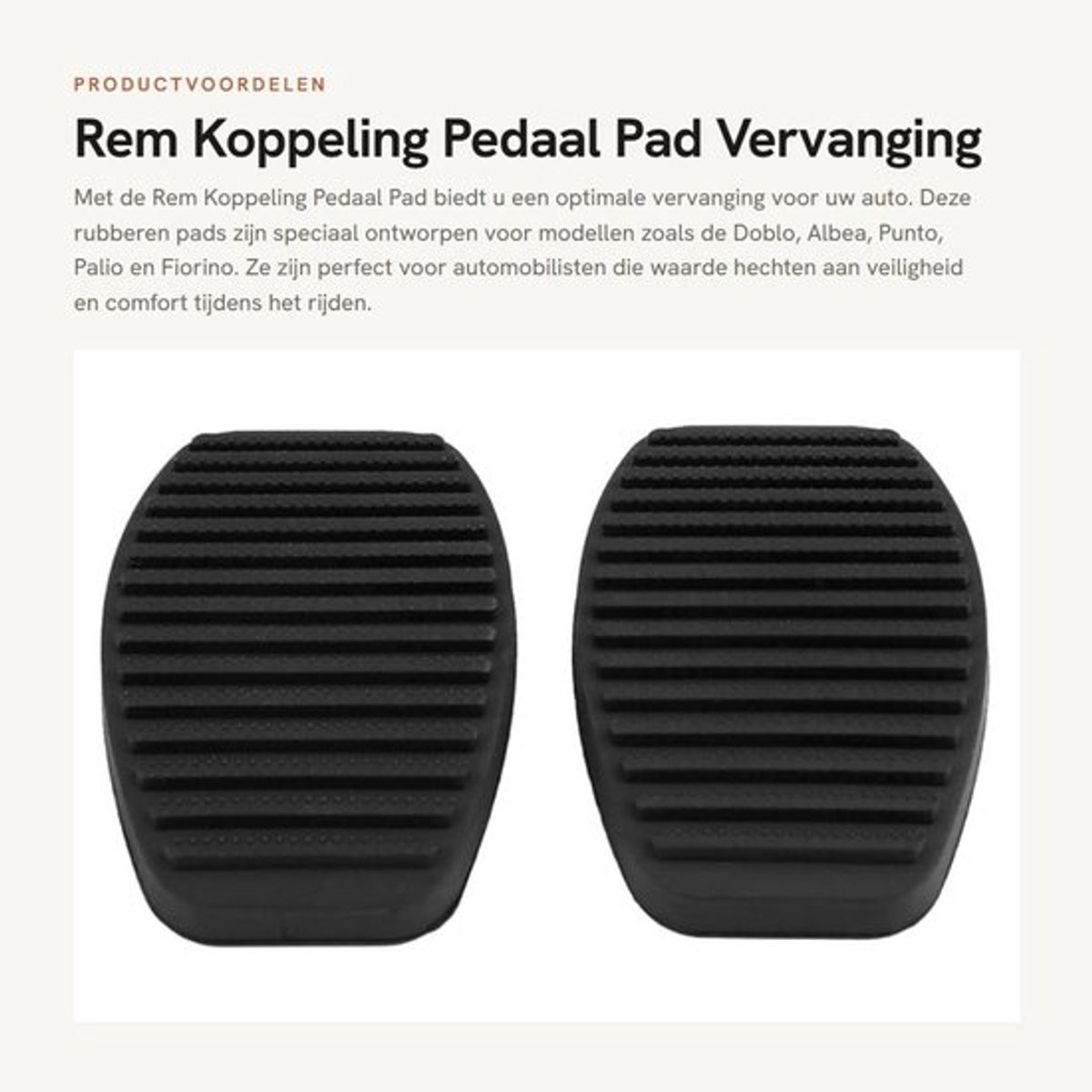 Remkoppeling Vervanging - Rempedaalblokken - Rubber Pad - 1 Paar - 85 mm - Geschikt voor Doblo/Albea/Punto/Palio - Pedaalrubber