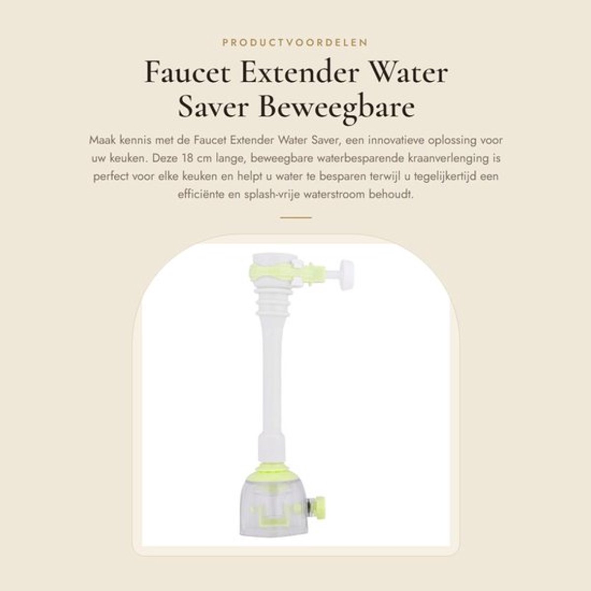 Kraanverlengstuk 18cm - Flexibele/roterende Beugel - Spatwaterdicht - Waterbesparend - Hoogwaardig ABS Materiaal - Eenvoudig te Reinigen - Kraanaccessoire