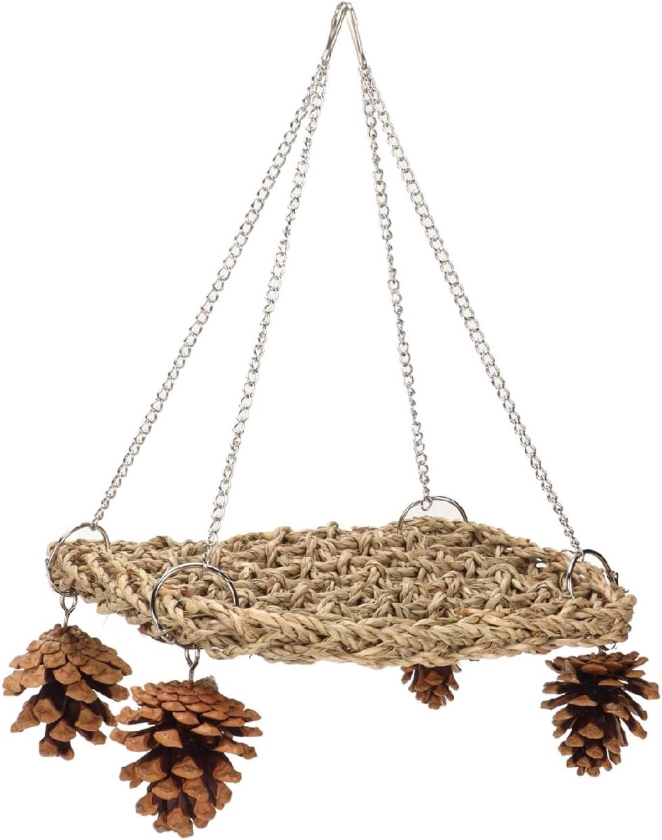 SnelShoppen - Bird Toy voor Kleine Vogels: Papegaai Trapeze Schommel met Kauwring en Klim Hammock, Ideaal voor Parkiet, Conure, Papegaaitje en Turteld