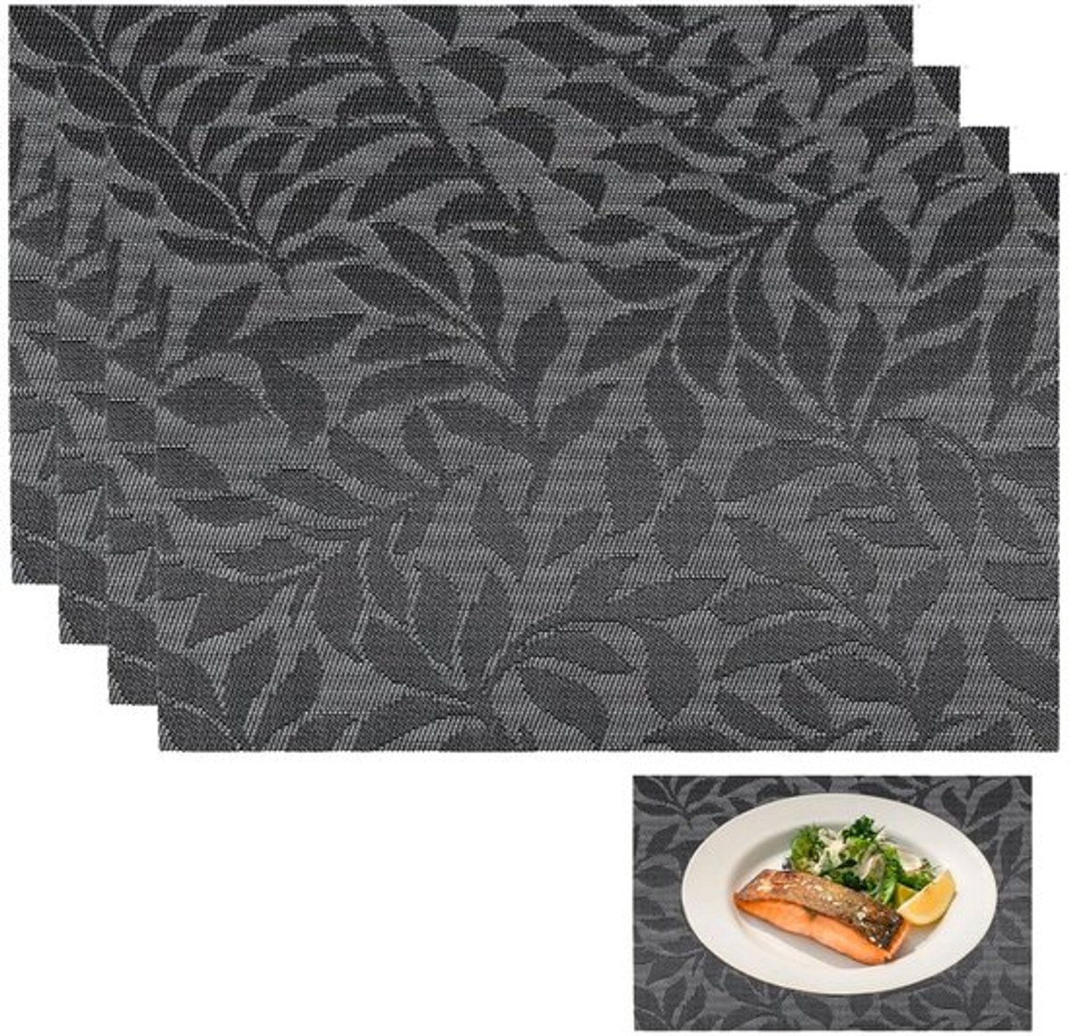 Geweven voor keukenplacemats, kunststof placemats, placemats, placemats, wasbare placemats, hittebestendig, antislip, gemakkelijk te reinigen en op te bergen (4 stuks)