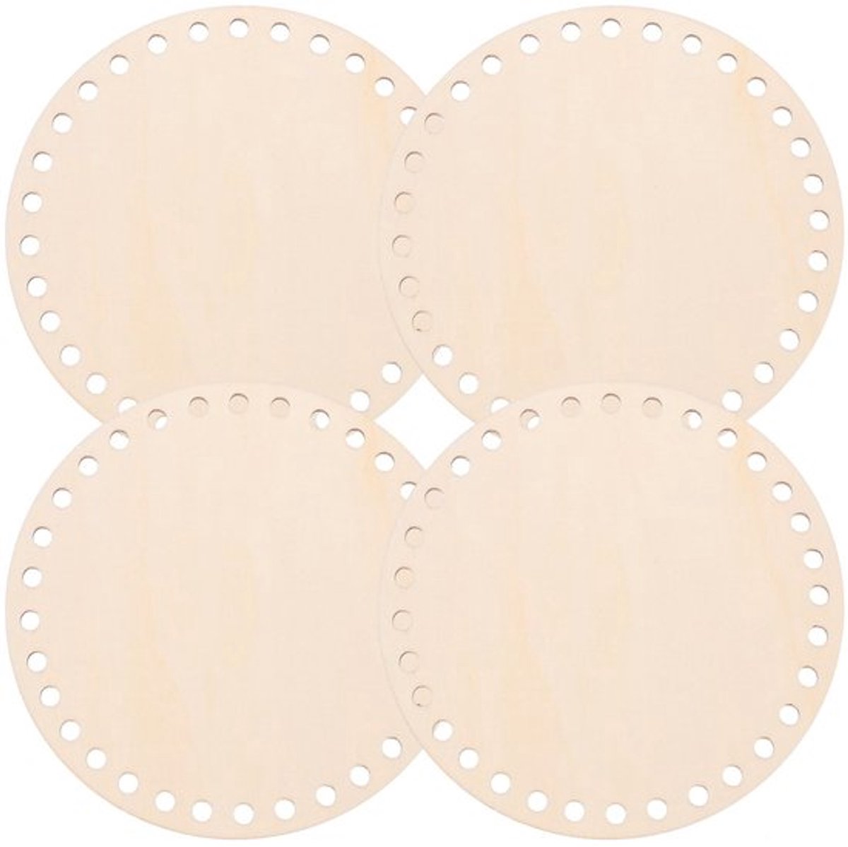 Mand 4 Stuks - Gehaakte Mand - Houten Mand - Knutsel Mand - Mand voor Cirkels - Natuurlijk Hout - Opbergmand