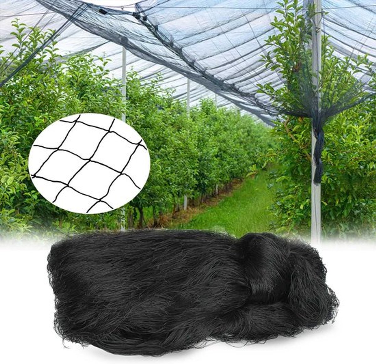SnelShoppen - Vogelbeschermnet 5 x 15 m - Zwart Tuinnet voor Tuin, Vijver en Boomgaard - Hailbescherming Net - UV-bestendig Polyethyleen Mesh - 60 mm