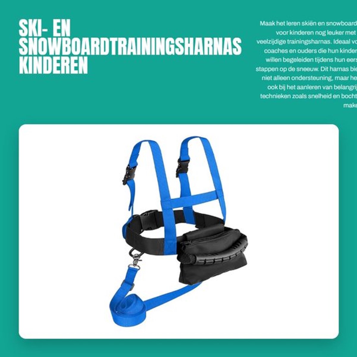 Skiharnas Kind - Afneembare Riem - Snelheidsregeling - Nylon - Scheurvast - Geschikt voor Skiën/Snowboarden - Sportharnas