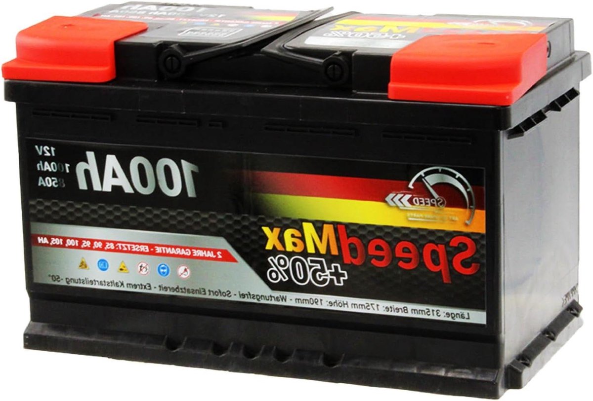 Autoaccu - Autobatterij - Starten Voertuig - Hoge Startstroom - 100 Ah - Zwart