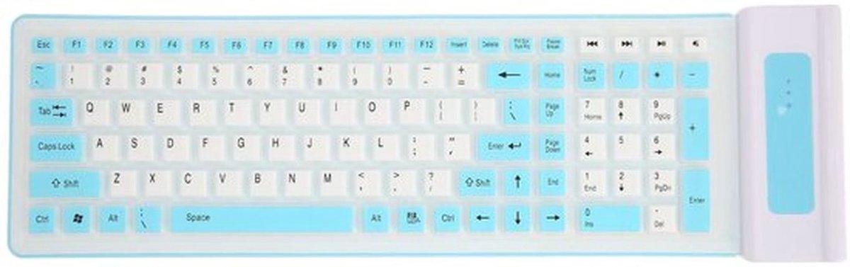 Draadloos Toetsenbord - Stofdicht - Siliconen - Blauw - Waterdicht - Geschikt voor Pc, Notebook, Laptop - Zacht en Stil
