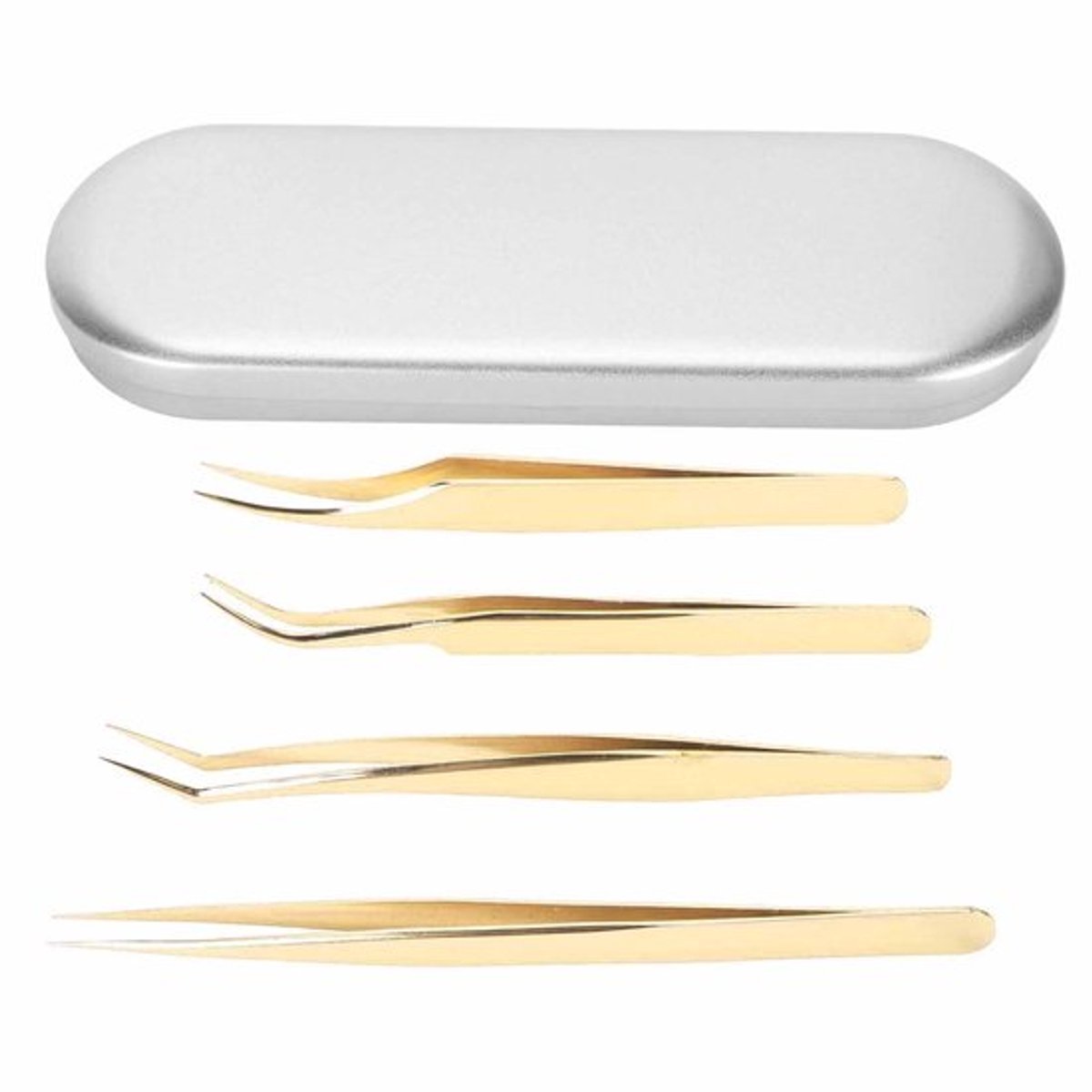 Wimperverlengpincet Roestvrij Staal - Multifunctionele Pincet Set - Scheiding/Dolfijn/Pauw Pincet - Opbergdoos - Nauwkeurig Ontwerp - Geschikt voor Schoonheidssalon - Wimperpincet