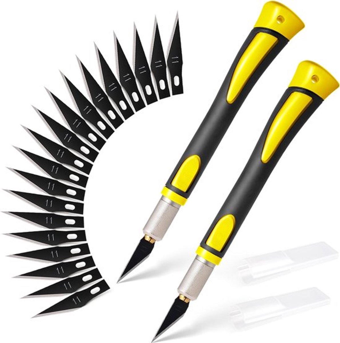 Thijox - Set van 2 Scalpelmessen en Knutselmessen met 20 Reservemessen en Beschermkap - Professionele Snijmessen voor Folie, Papier, Creatief Knutsele