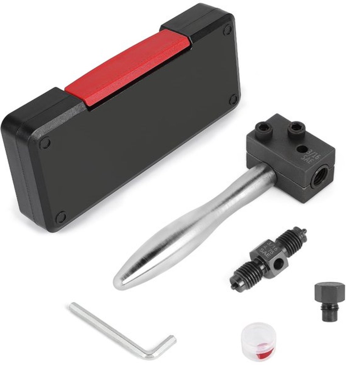 Felsset 4,75mm - Felsgereedschap voor voertuigremsystemen - Gereedschapskoffer - Afneembare handgreep - 45° SAE dubbele bundels - Geschikt voor koper/aluminium/nikkel-koper buizen - Flaringset